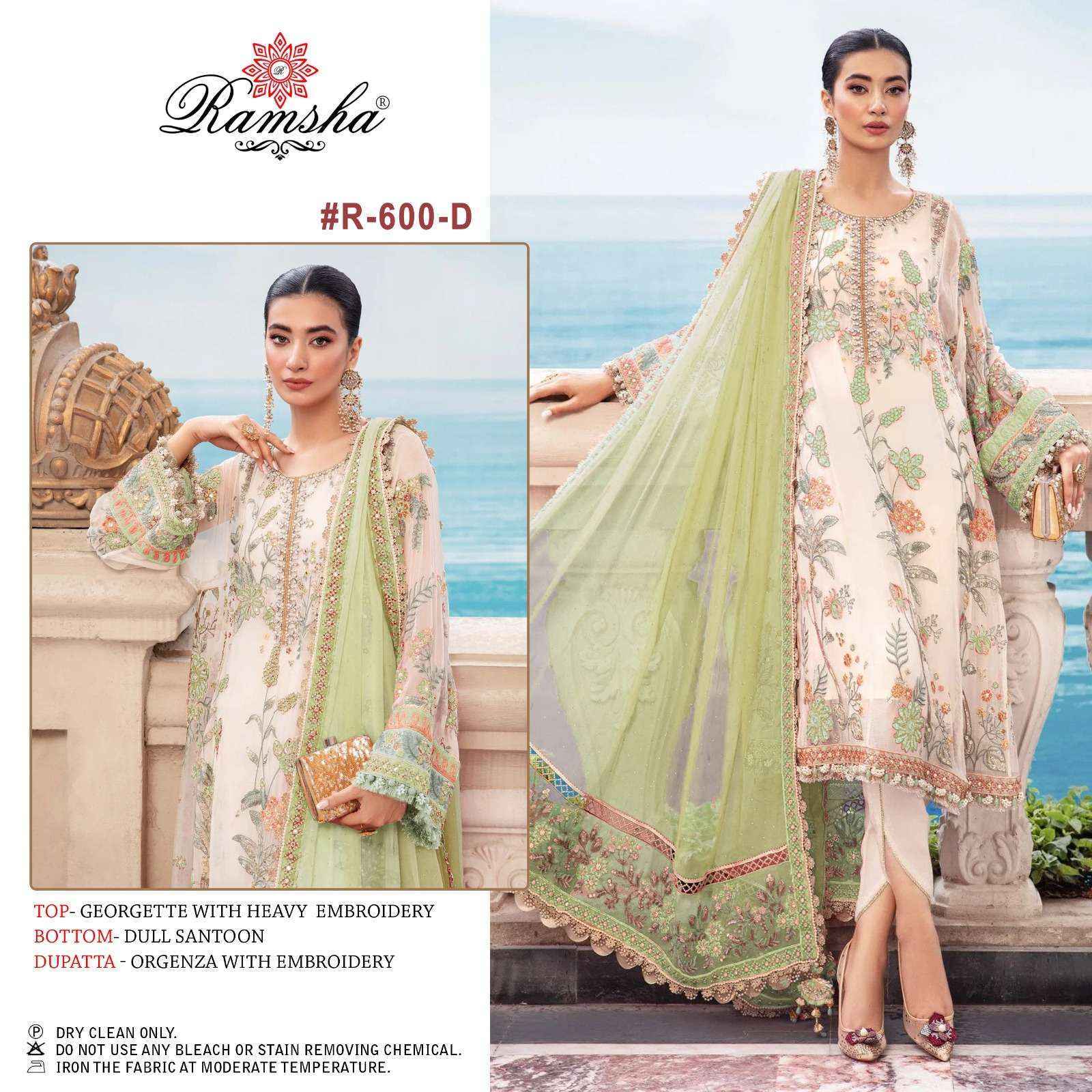 Ramsha R 600 Nx Georgette Dress Material 4 pcs Catalogue