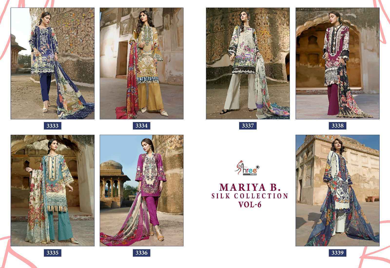 Shree Fabs Maria B Silk Collection Vol 6 Satin Dress Material 7 pcs Catalogue