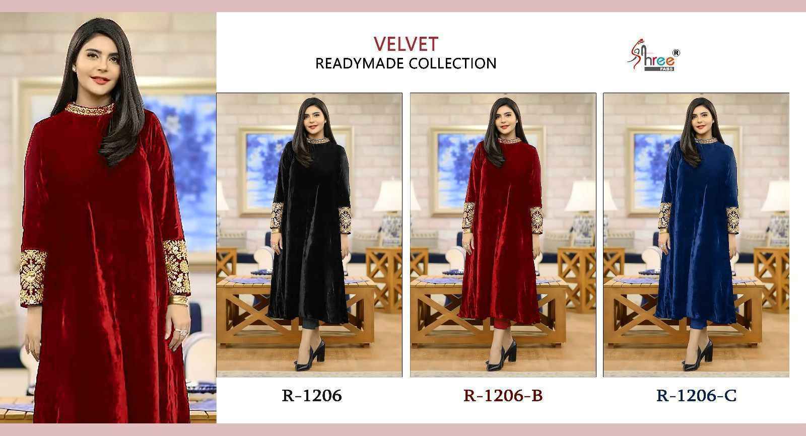 Shree Fabs R 1206 Velvet Readymade Collection  (3 pcs Catalogue )