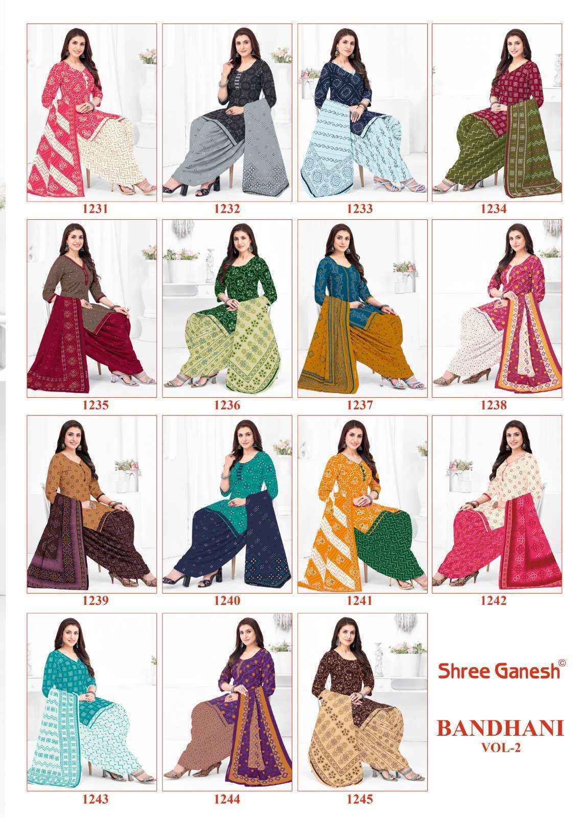 Shree Ganesh Bandhani Vol 2 Cotton Dress Material ( 15 pcs Catalogue )