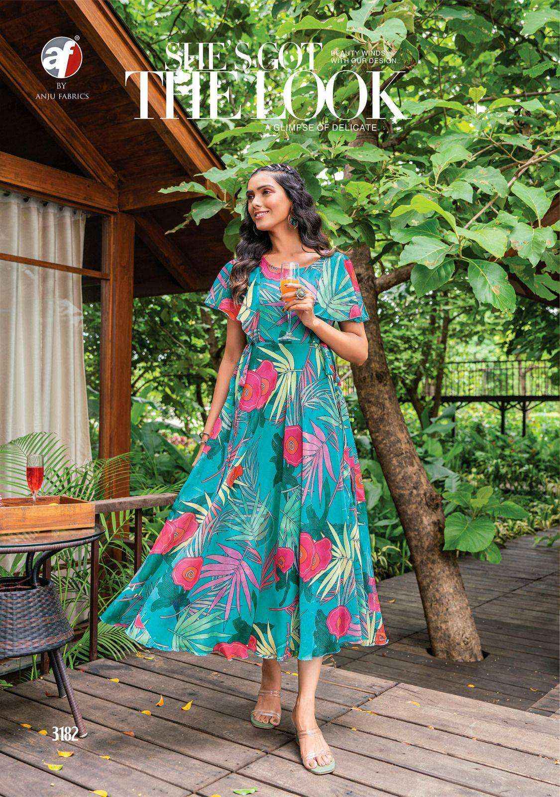 ANJU FABRICS CORAL CHARM VOL-3 PRINTED VISCOSE FANCY LONG ONE PIECE GOWNS 
