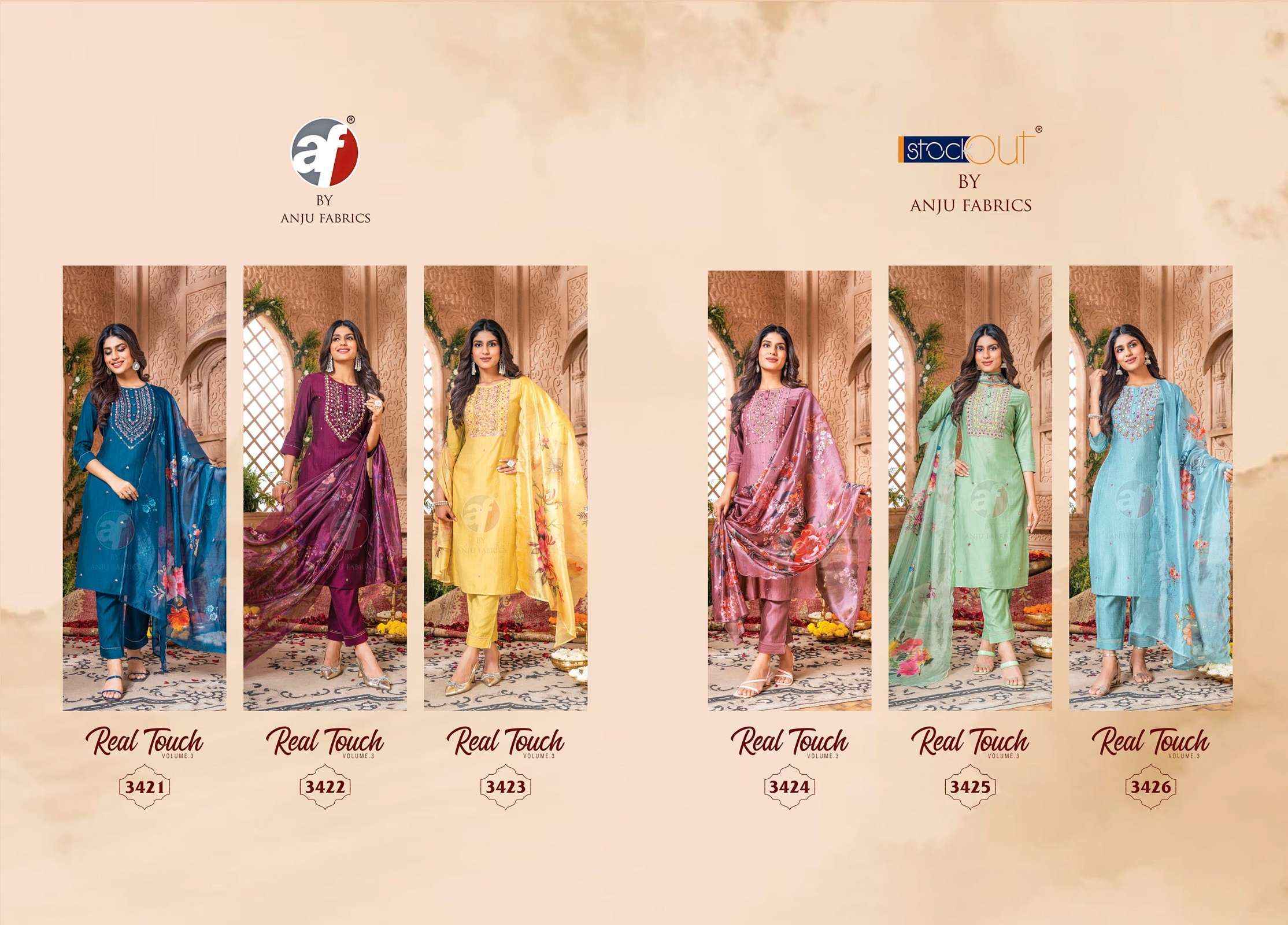 ANJU FABRICS REAL TOUCH VOL 3 READYMADE SUIT