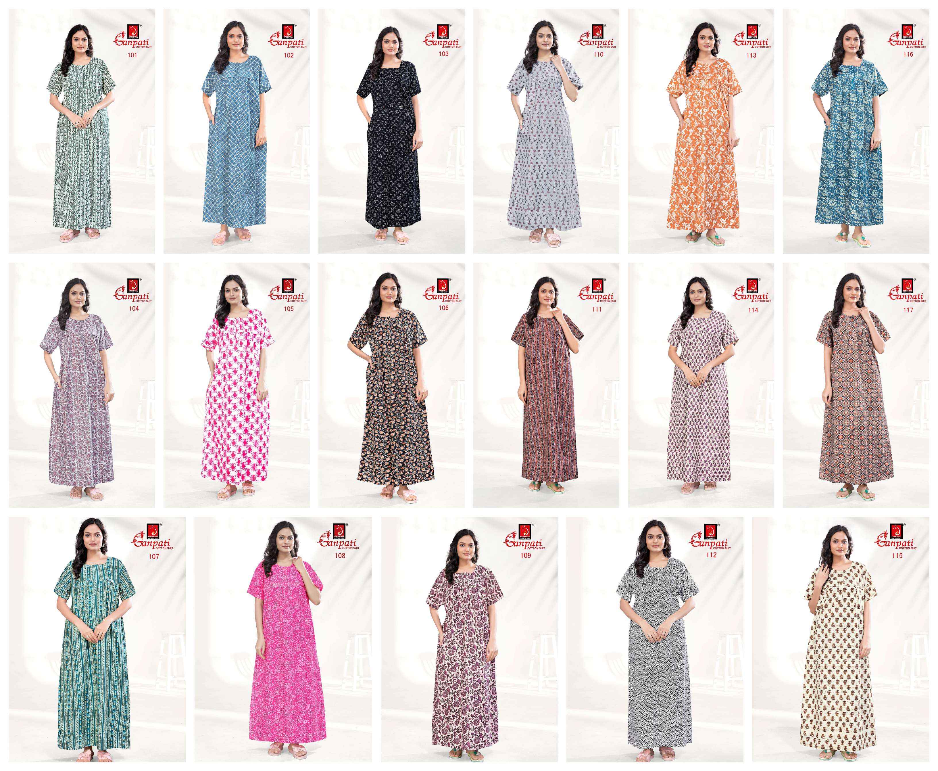 GANPATI JYOTI VOL 1 COTTON NIGHT GOWNS WHOLESALE ONLINE SHOPPIN