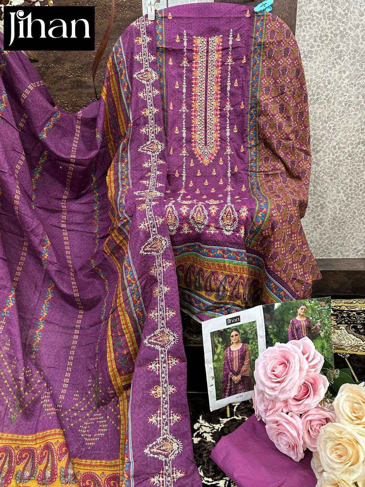 Jihan Bin Saeed Vol 7 Lawn Cotton Dress Material 4 pcs Catalogue