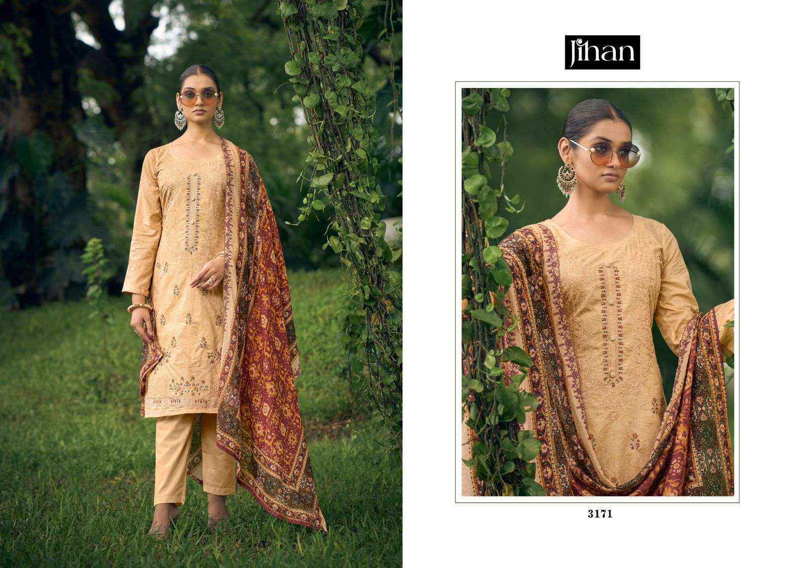 Jihan Bin Saeed Vol 7 Lawn Cotton Dress Material 4 pcs Catalogue