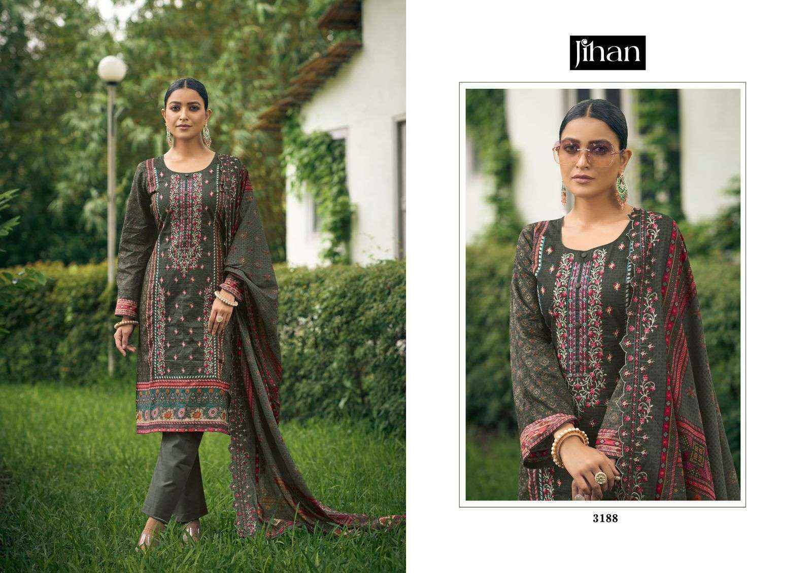 Jihan Bin Saeed Vol 7 Lawn Cotton Dress Material 4 pcs Catalogue