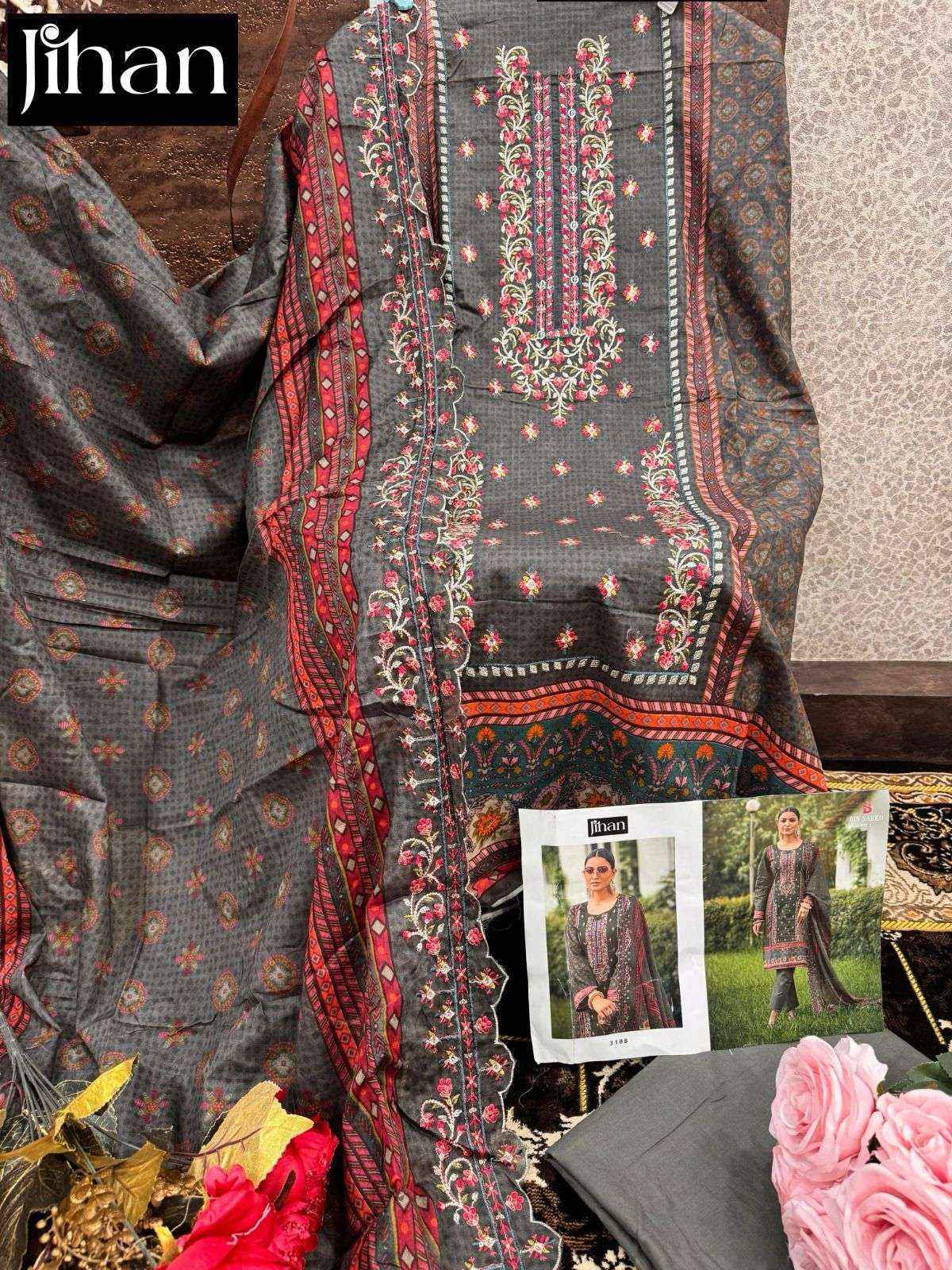 Jihan Bin Saeed Vol 7 Lawn Cotton Dress Material 4 pcs Catalogue