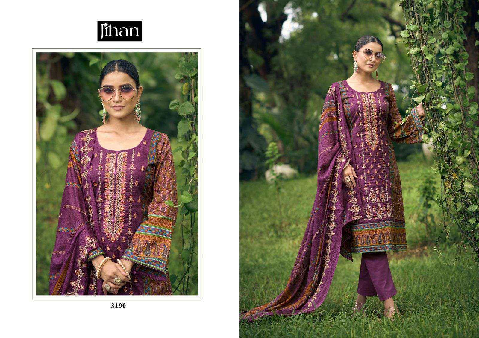 Jihan Bin Saeed Vol 7 Lawn Cotton Dress Material 4 pcs Catalogue