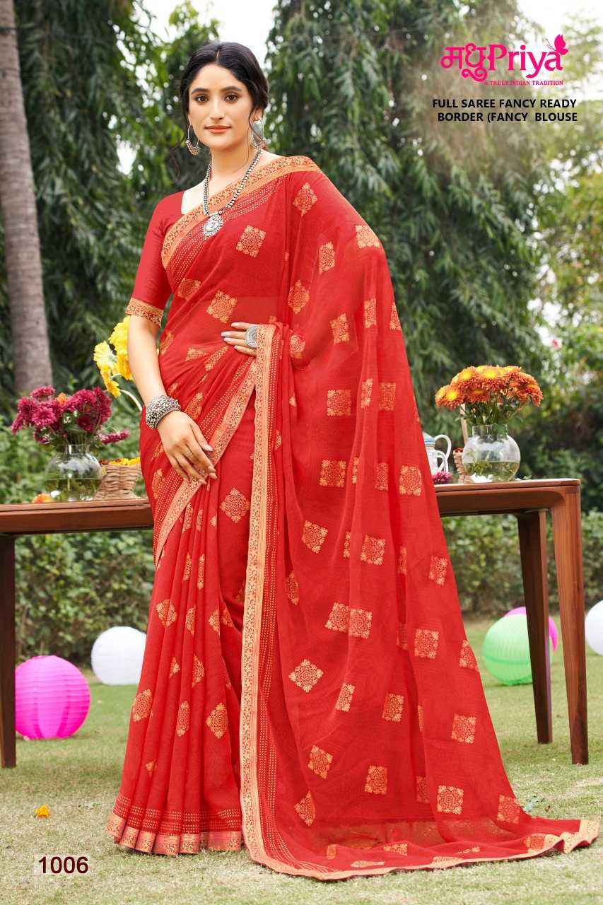 MADHUPRIYA DAIRY MILK VOL 4 REGULAR WEAR CHIFFON PRINTED SAREES