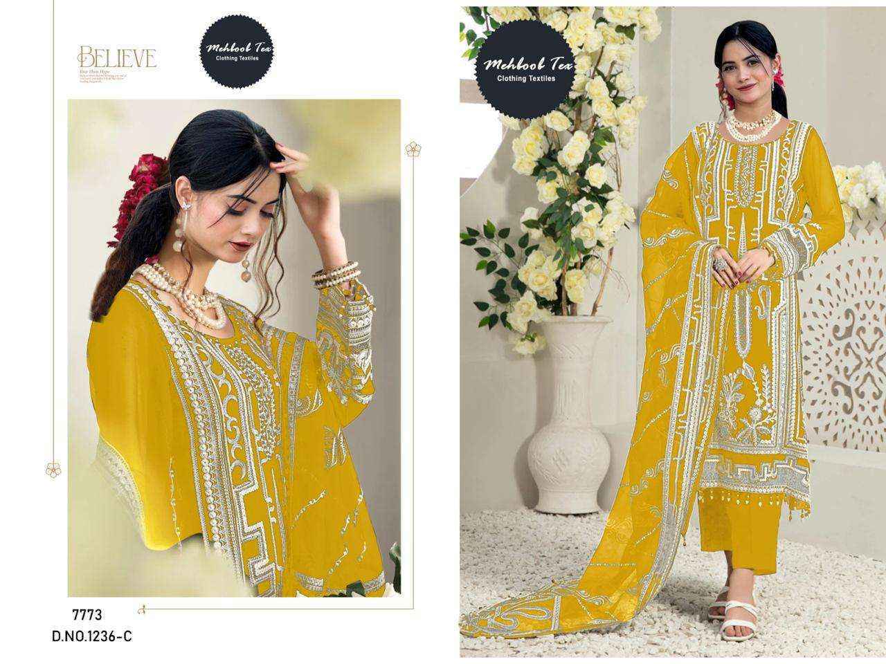 Mehboob Tex D No 1236 Georgette Dress Material 4 pcs Catalogue