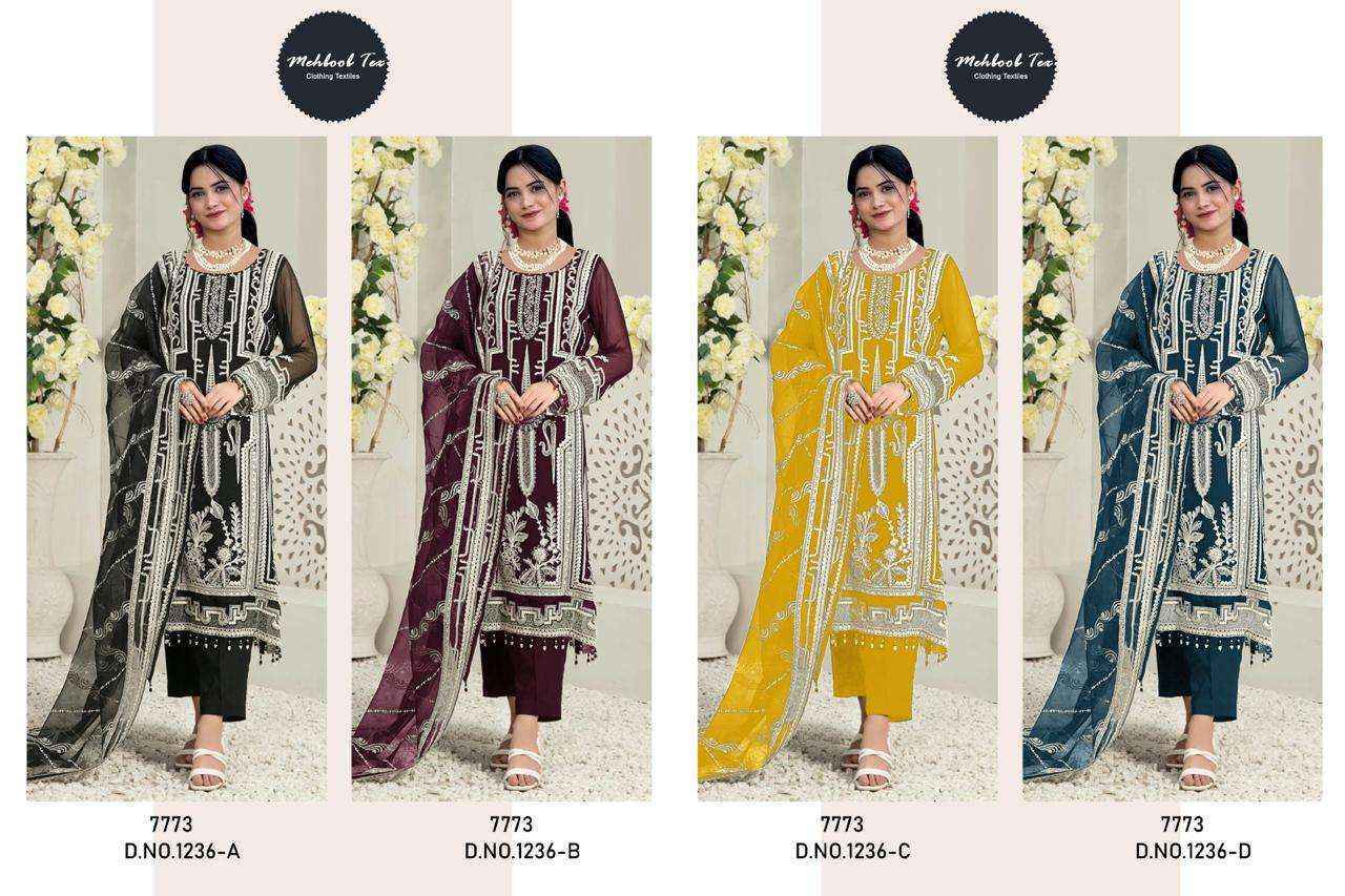 Mehboob Tex D No 1236 Georgette Dress Material 4 pcs Catalogue