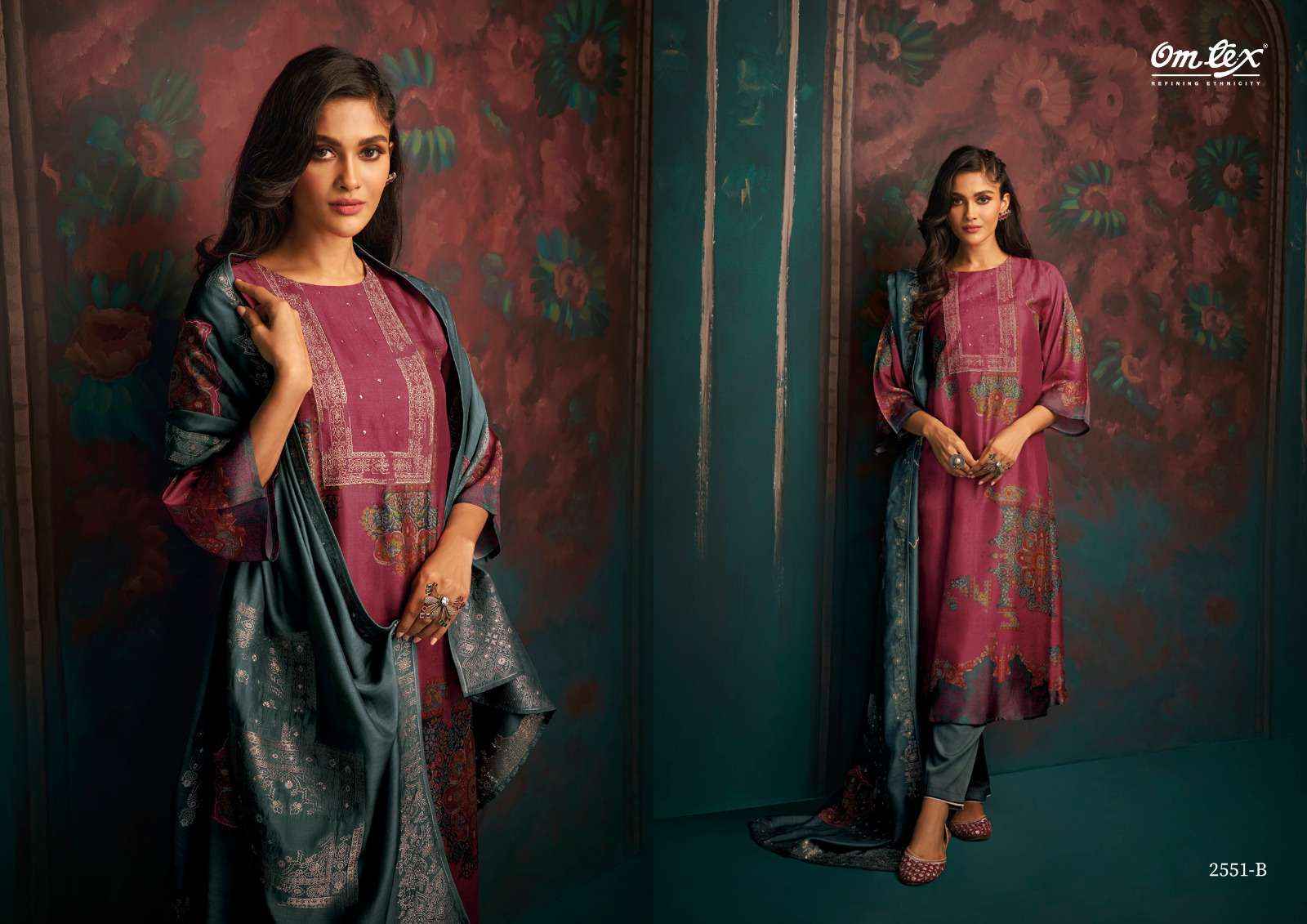 OMTEX ZINNIA SILK DIGITAL PRINT WITH FANCY WORK SUITS