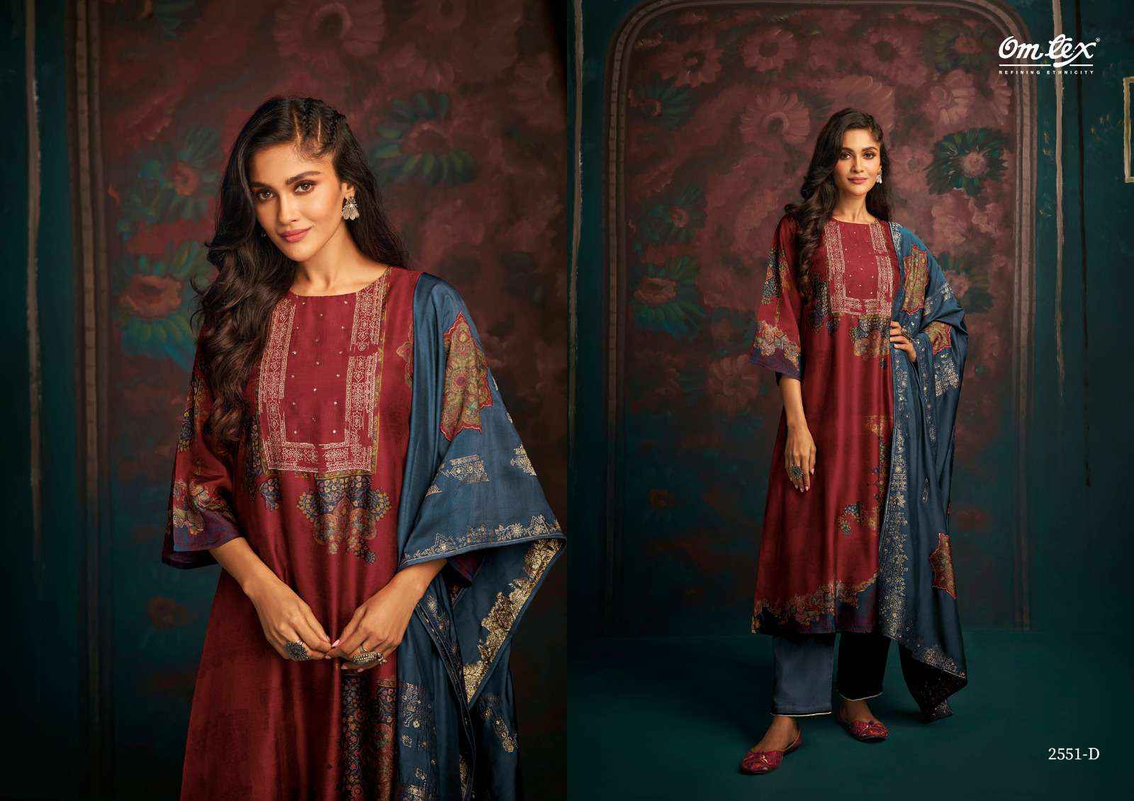 OMTEX ZINNIA SILK DIGITAL PRINT WITH FANCY WORK SUITS