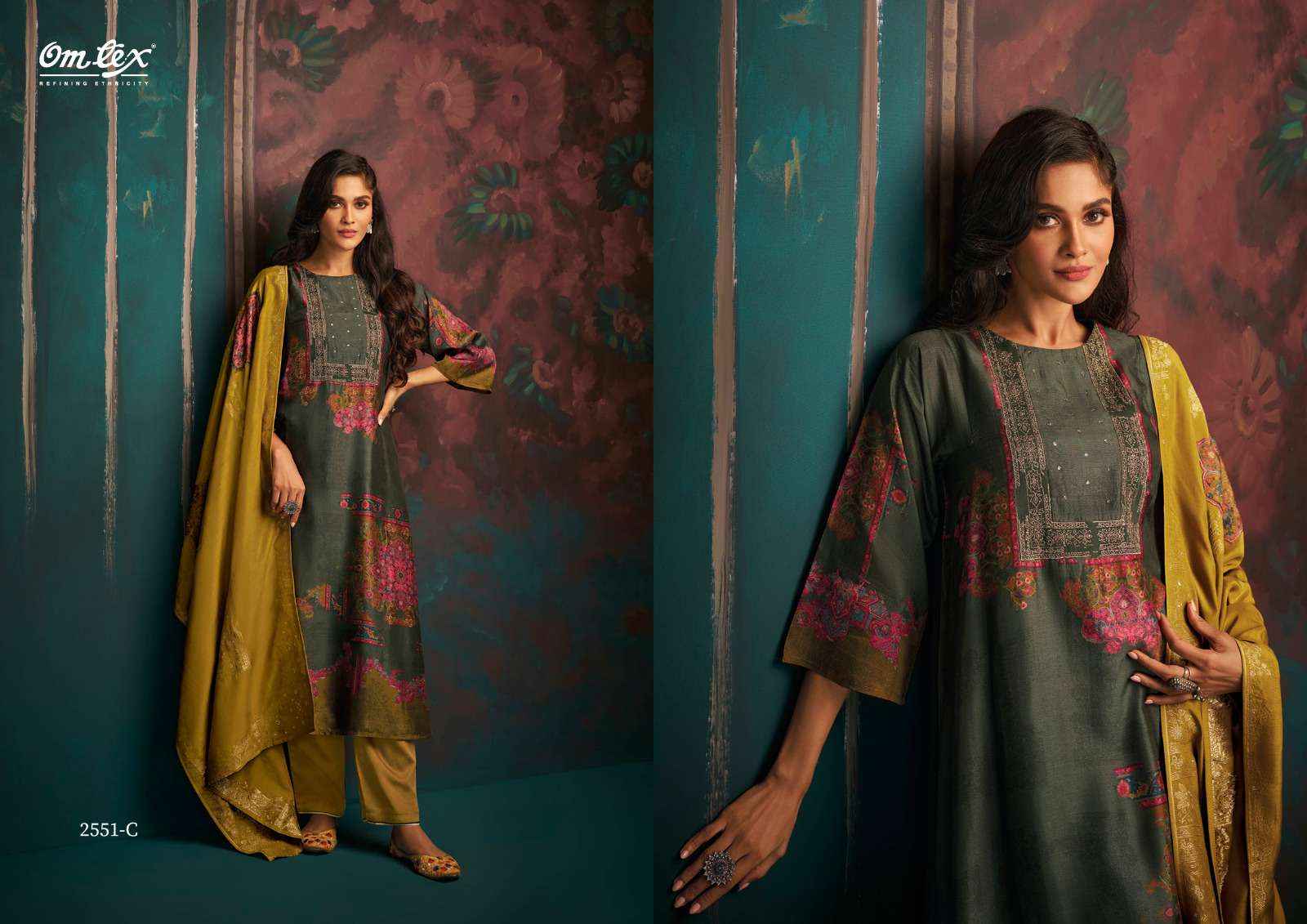 OMTEX ZINNIA SILK DIGITAL PRINT WITH FANCY WORK SUITS