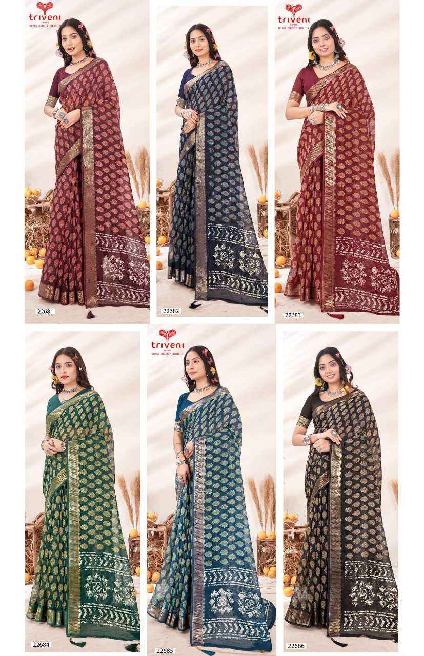 TRIVENI GUNGUN VOL 3 FANCY LINEN DIGITA PRINT SAREES SUPPLIER