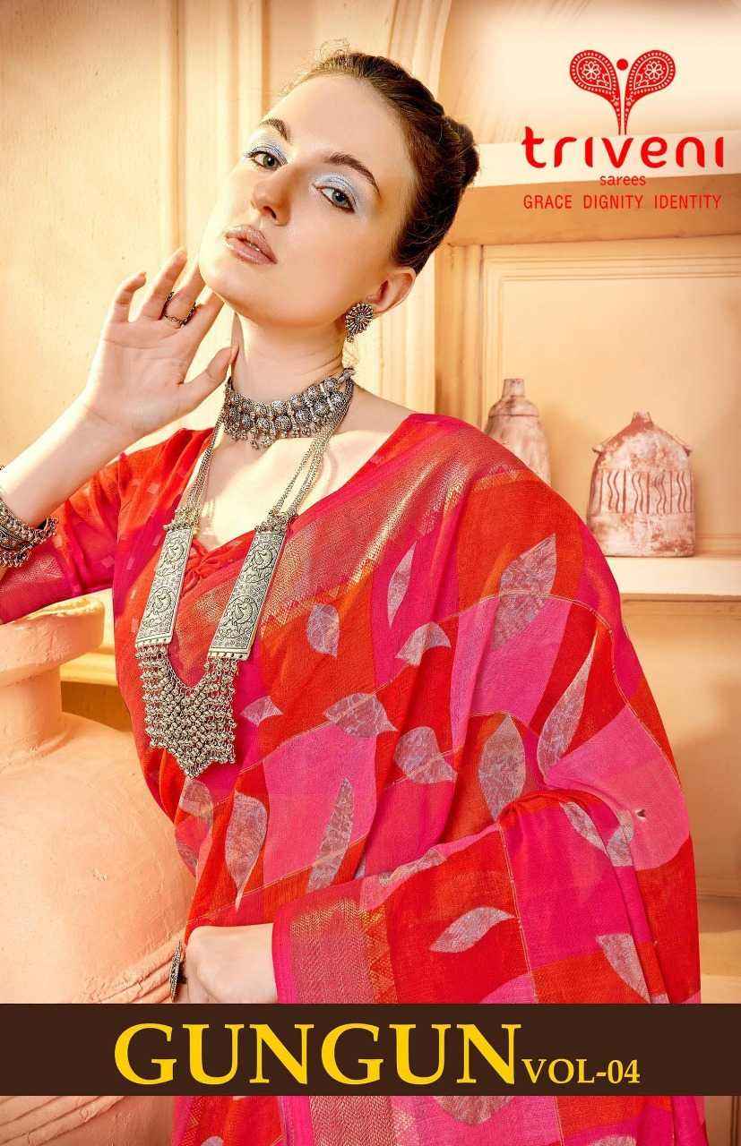 TRIVENI GUNGUN VOL 4 AMAZING DIGITAL PRINT FANCY LINEN SAREES