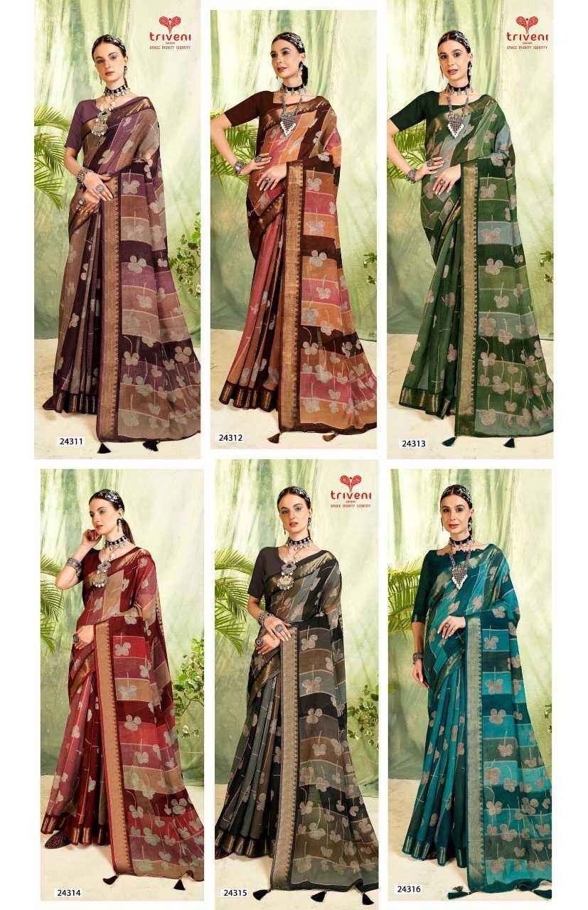 TRIVENI GUNGUN VOL 5 BEAUTIFUL LINEN DIGITAL PRINT SAREES