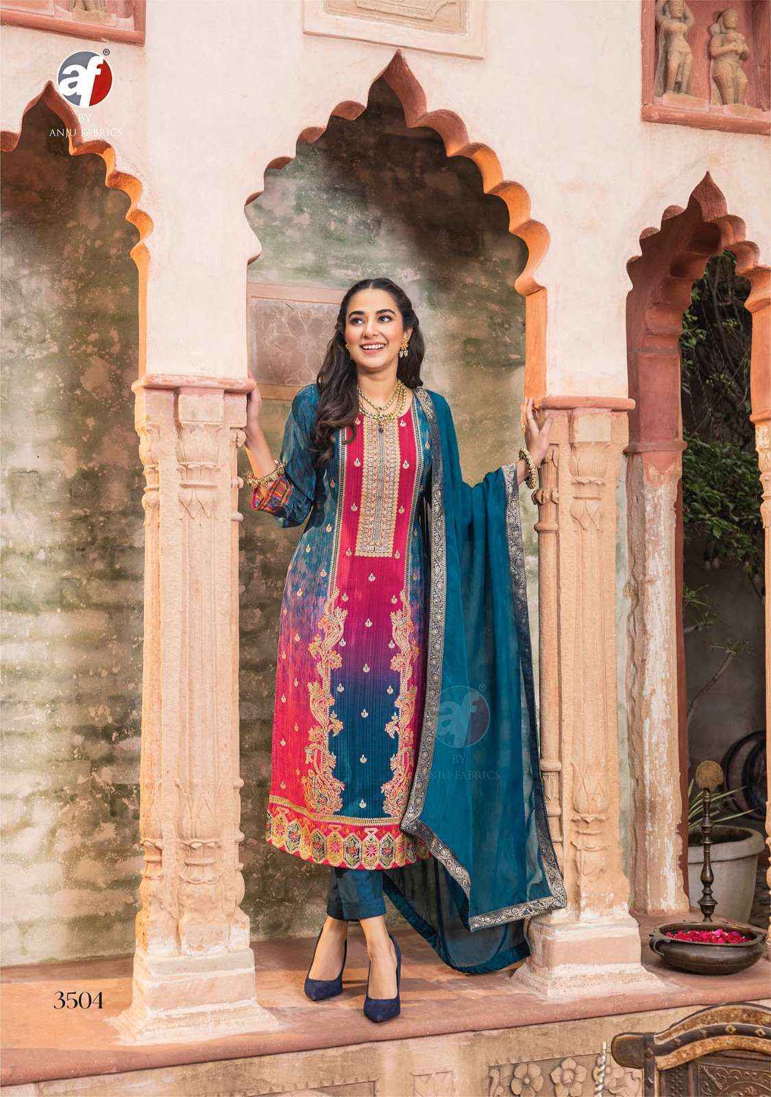 ANJU FABRICS FIZA JACQUARD DESIGNER READYMADE SUITS ( 5 PCS CATALOG )