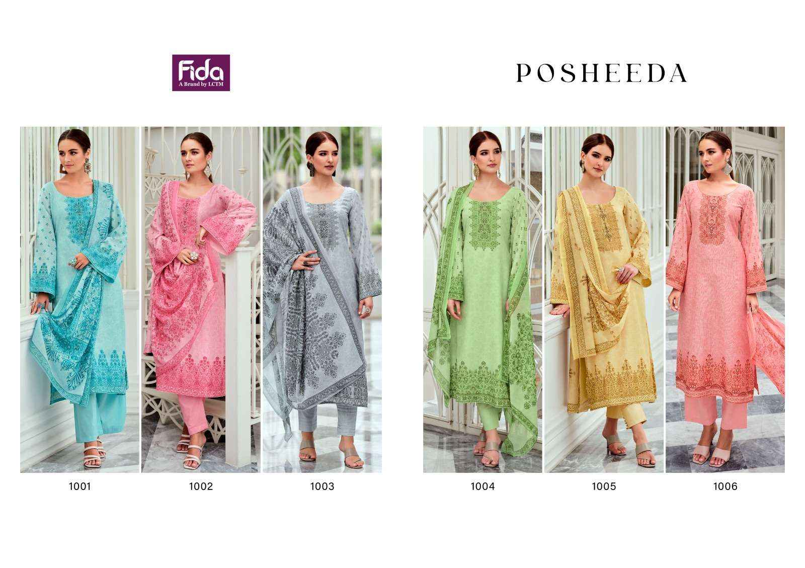 FIDA POSHEEDA KARACHI COTTON SALWAR KAMEEZ ( 6 PCS CATALOG )