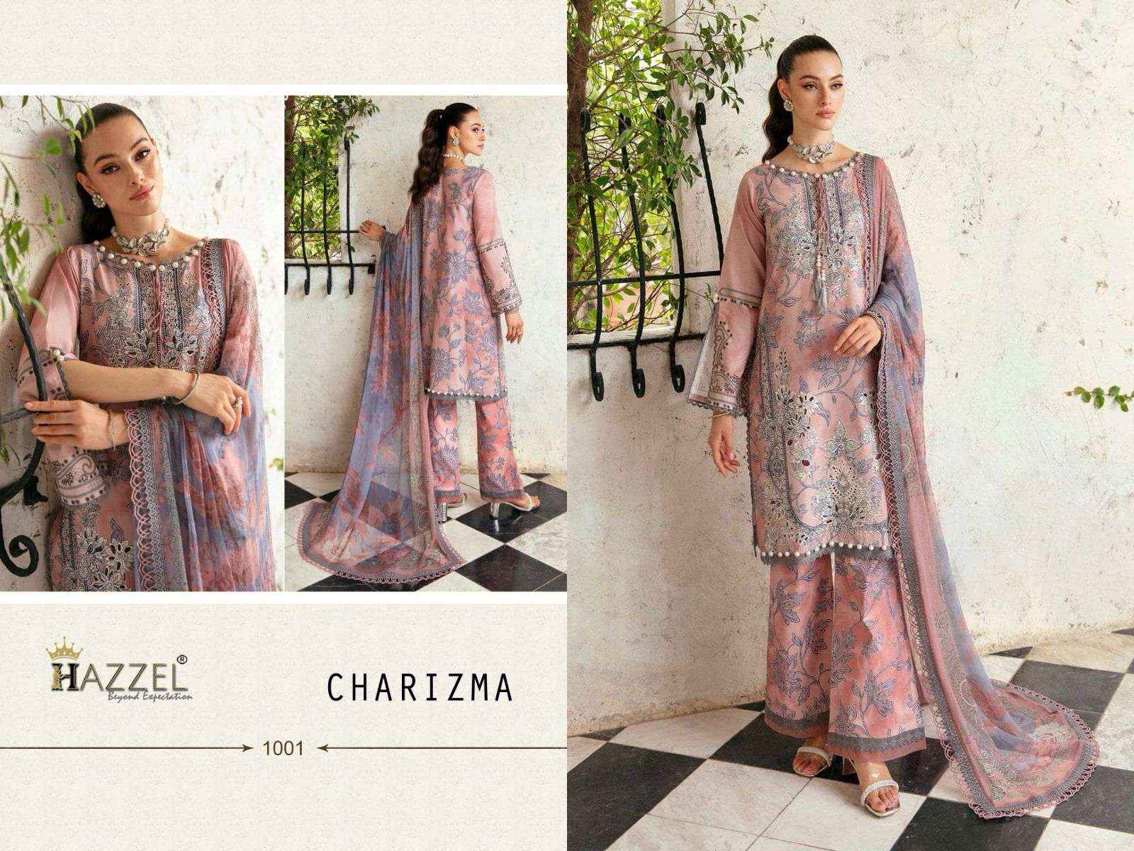 HAZZEL CHARIZMA LUXURY LAWN COLLECTION DRESS MATERIAL ( 6 PCS SET )