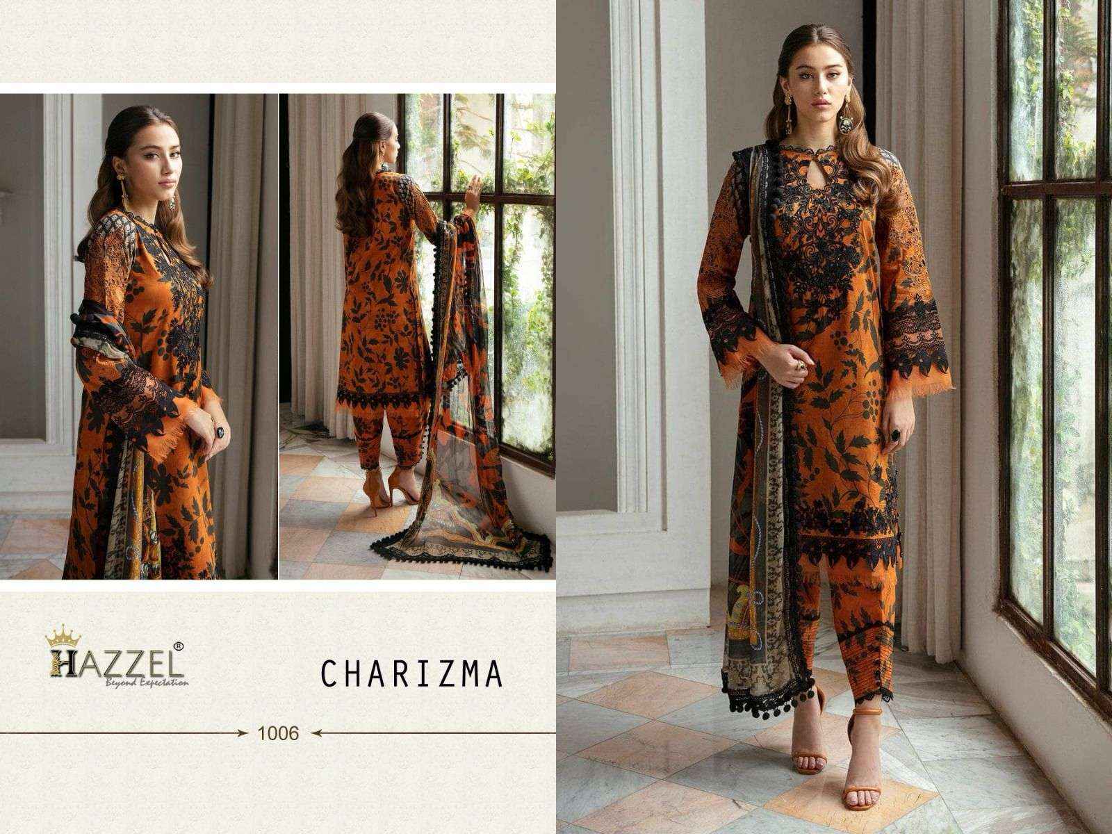 HAZZEL CHARIZMA LUXURY LAWN COLLECTION DRESS MATERIAL ( 6 PCS SET )