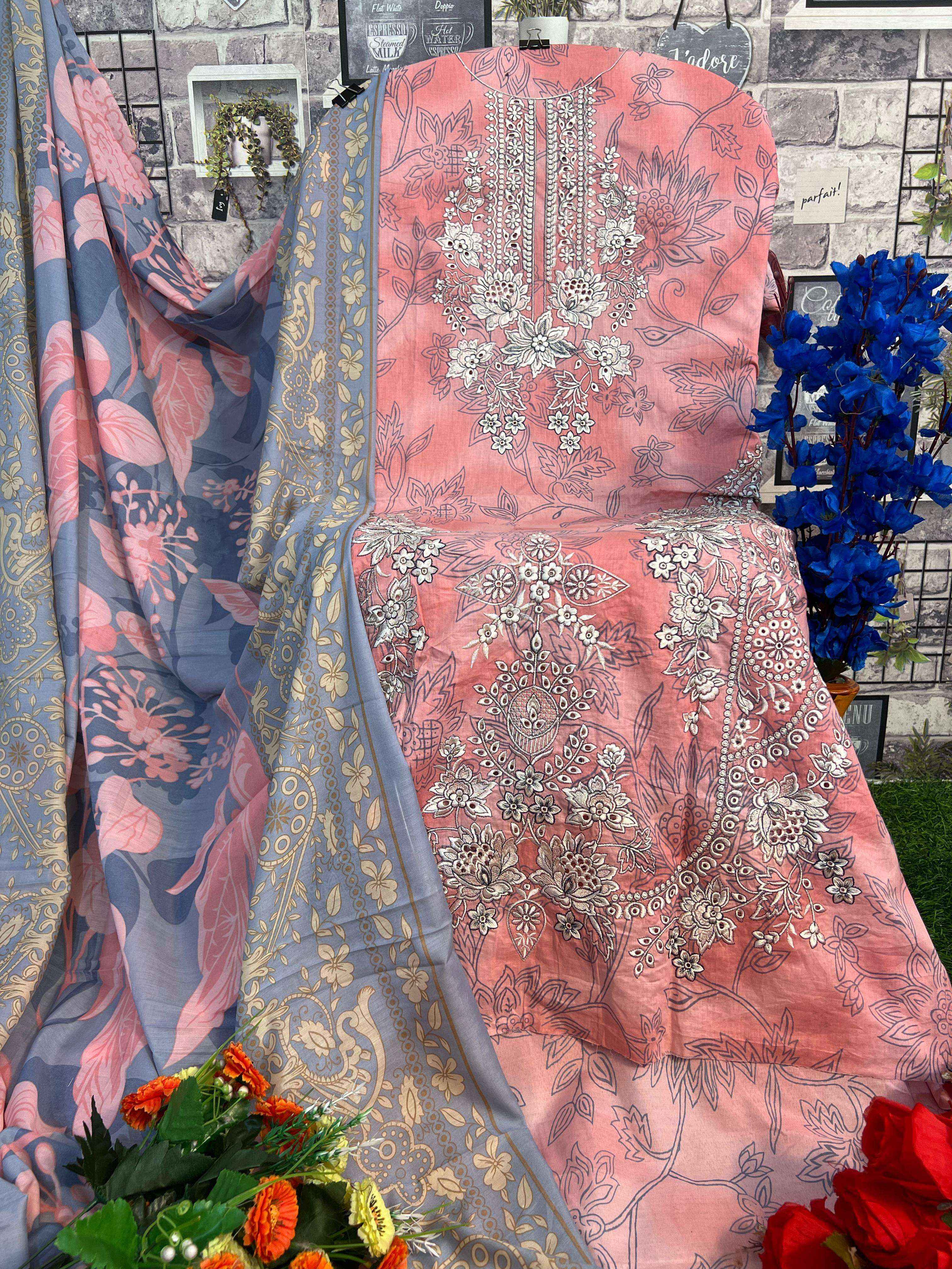 HAZZEL CHARIZMA LUXURY LAWN COLLECTION DRESS MATERIAL ( 6 PCS SET )