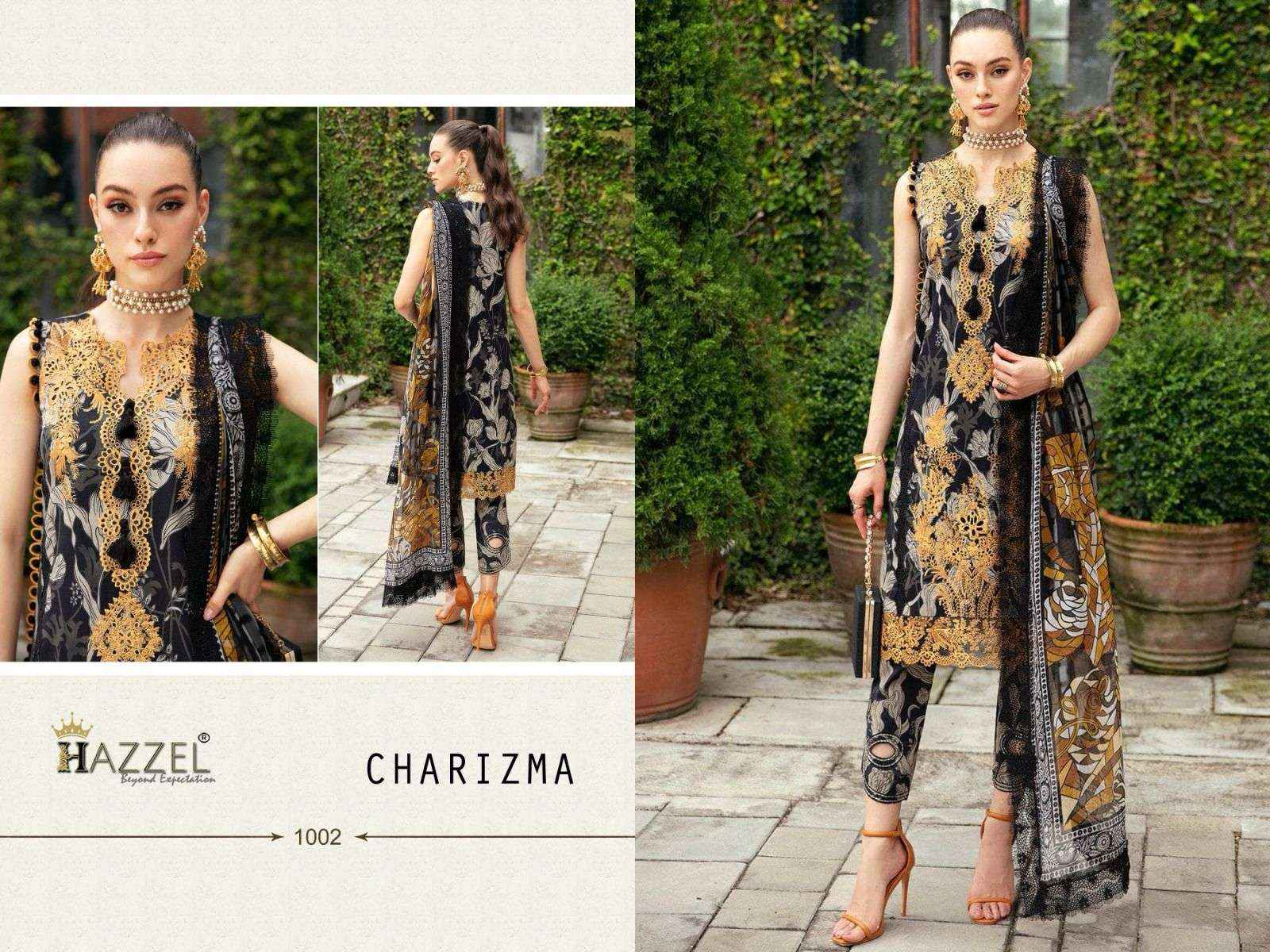 HAZZEL CHARIZMA LUXURY LAWN COLLECTION DRESS MATERIAL ( 6 PCS SET )