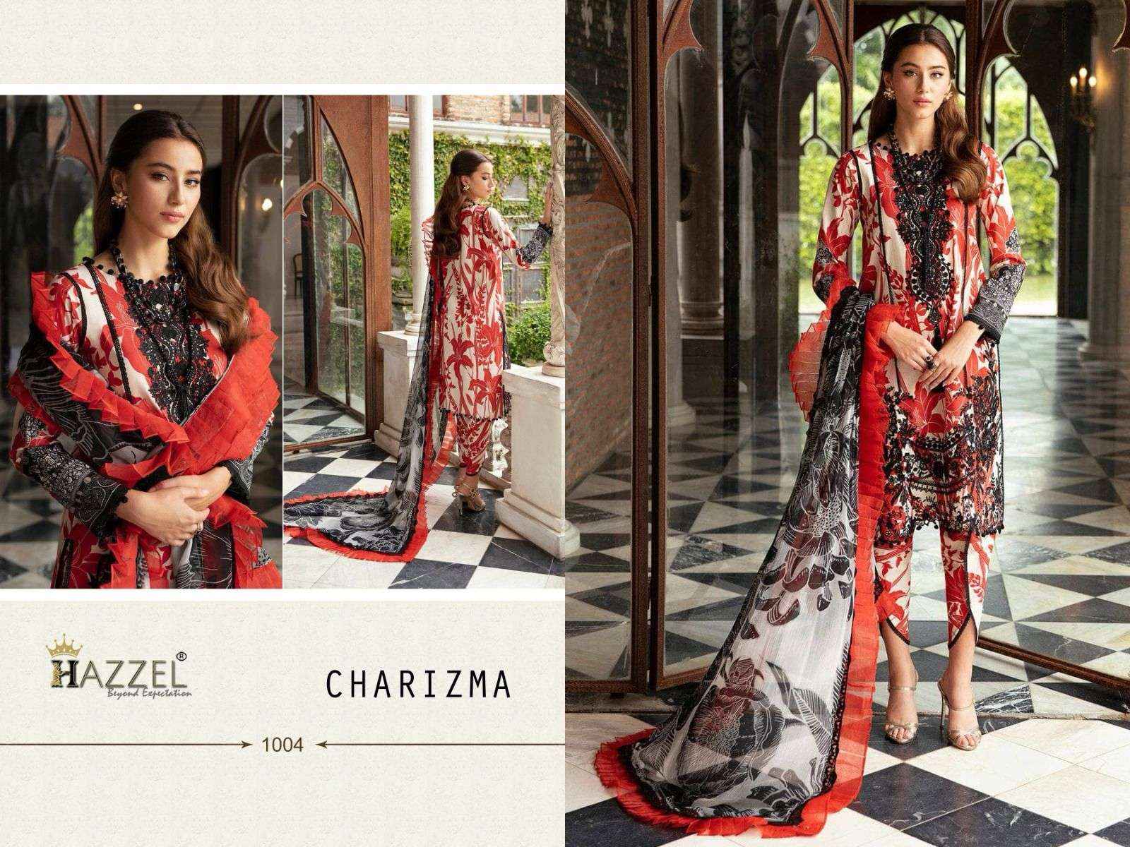 HAZZEL CHARIZMA LUXURY LAWN COLLECTION DRESS MATERIAL ( 6 PCS SET )