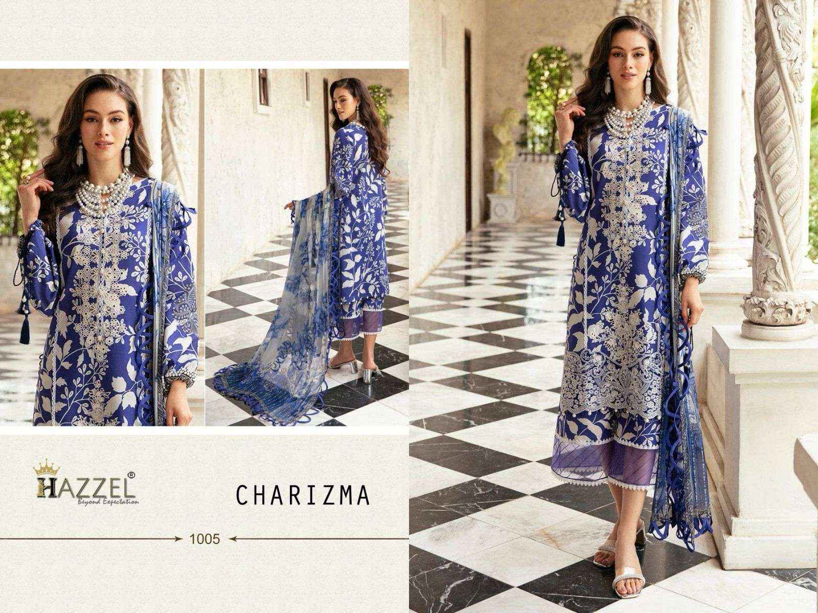 HAZZEL CHARIZMA LUXURY LAWN COLLECTION DRESS MATERIAL ( 6 PCS SET )