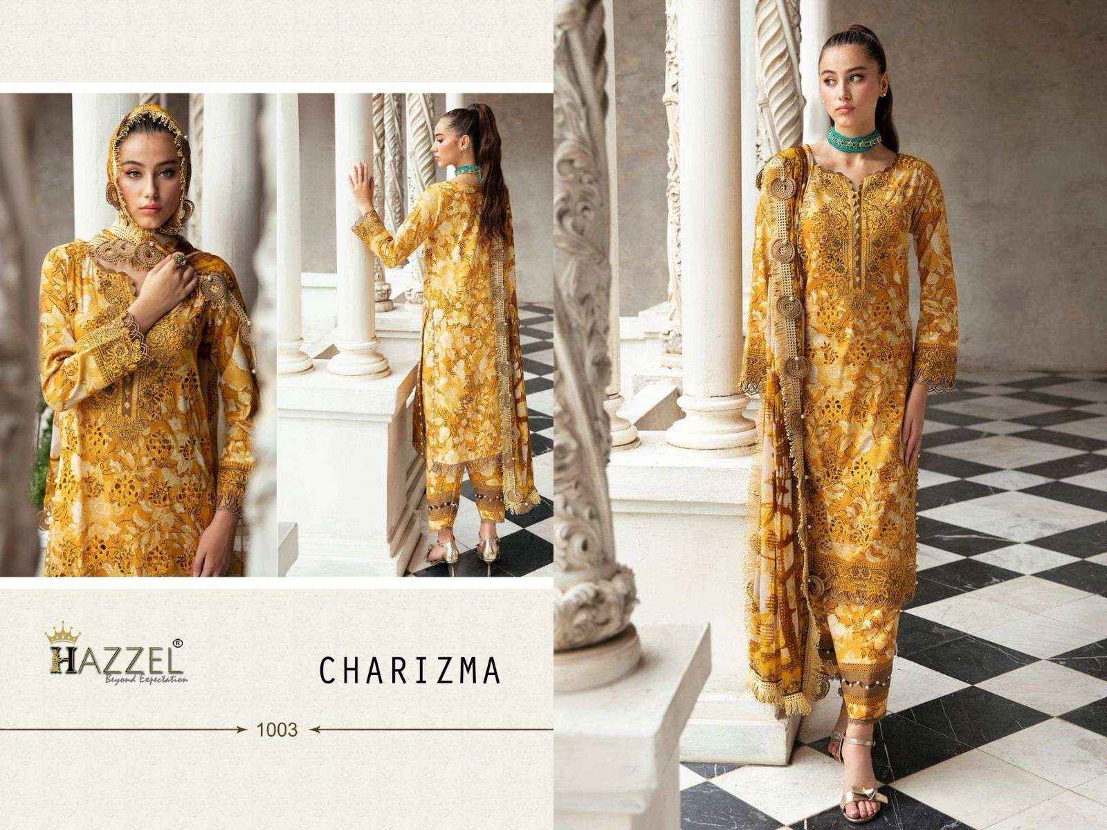 HAZZEL CHARIZMA LUXURY LAWN COLLECTION DRESS MATERIAL ( 6 PCS SET )