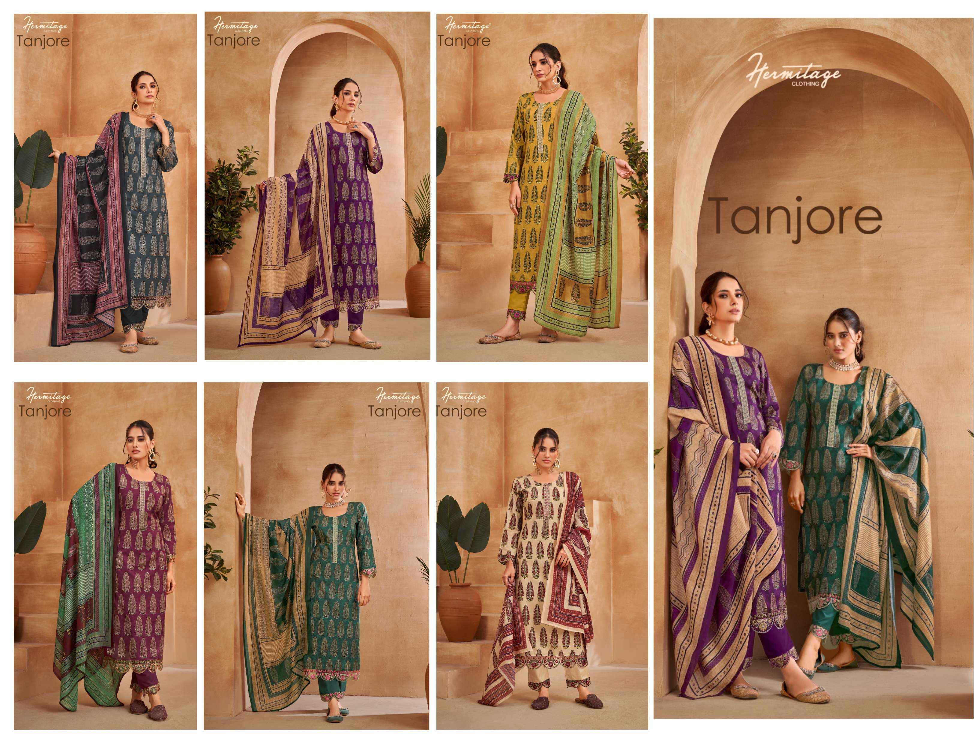 HERMITAGE CLOTHING TANJORE COTTON FANCY WORK SUITS