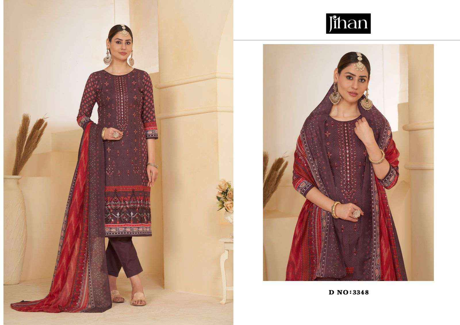 JIHAN SCARLET VOL 3 LAWN COTTON DRESS MATERIAL ( 4 PCS CATALOG )