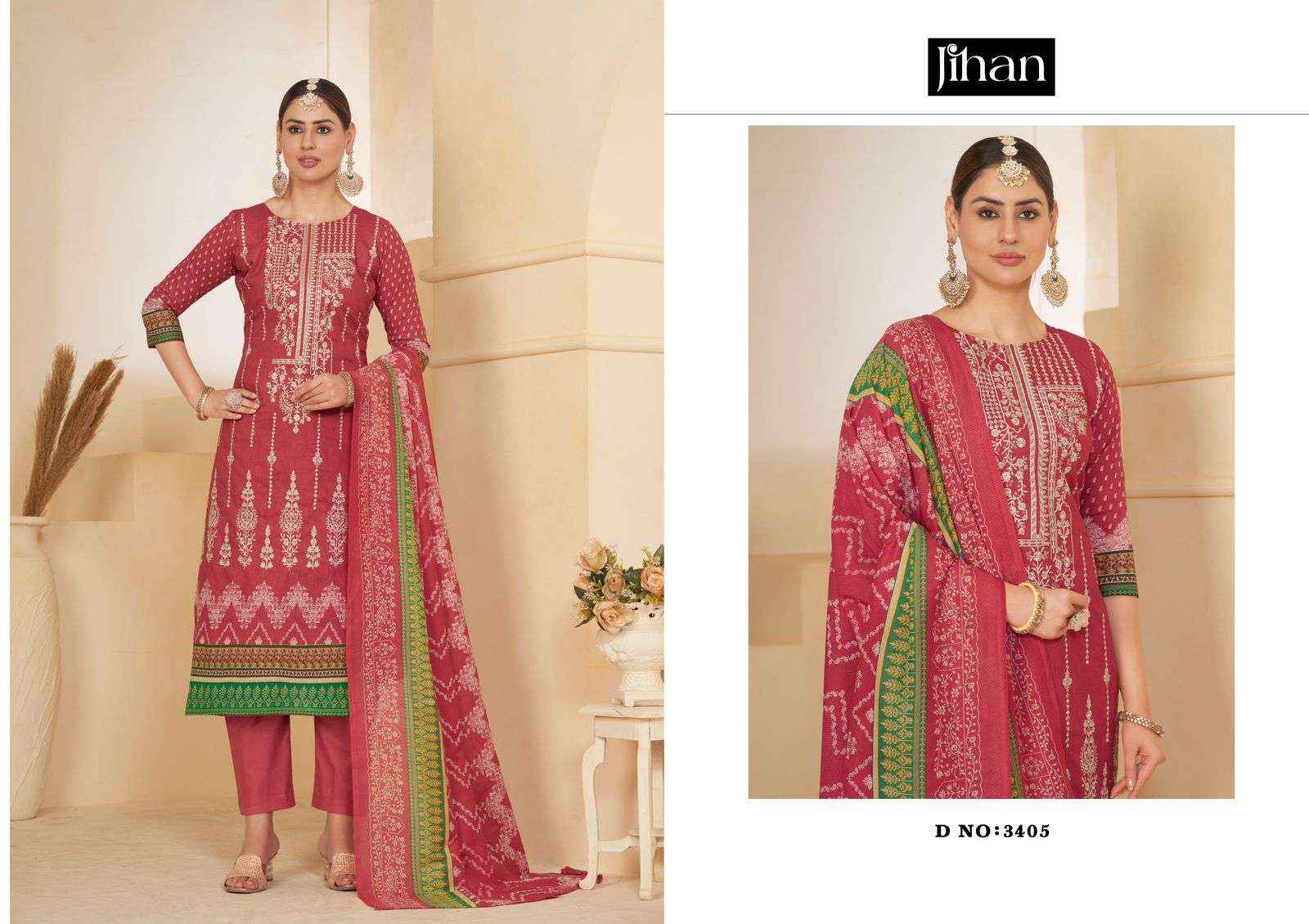 JIHAN SCARLET VOL 3 LAWN COTTON DRESS MATERIAL ( 4 PCS CATALOG )