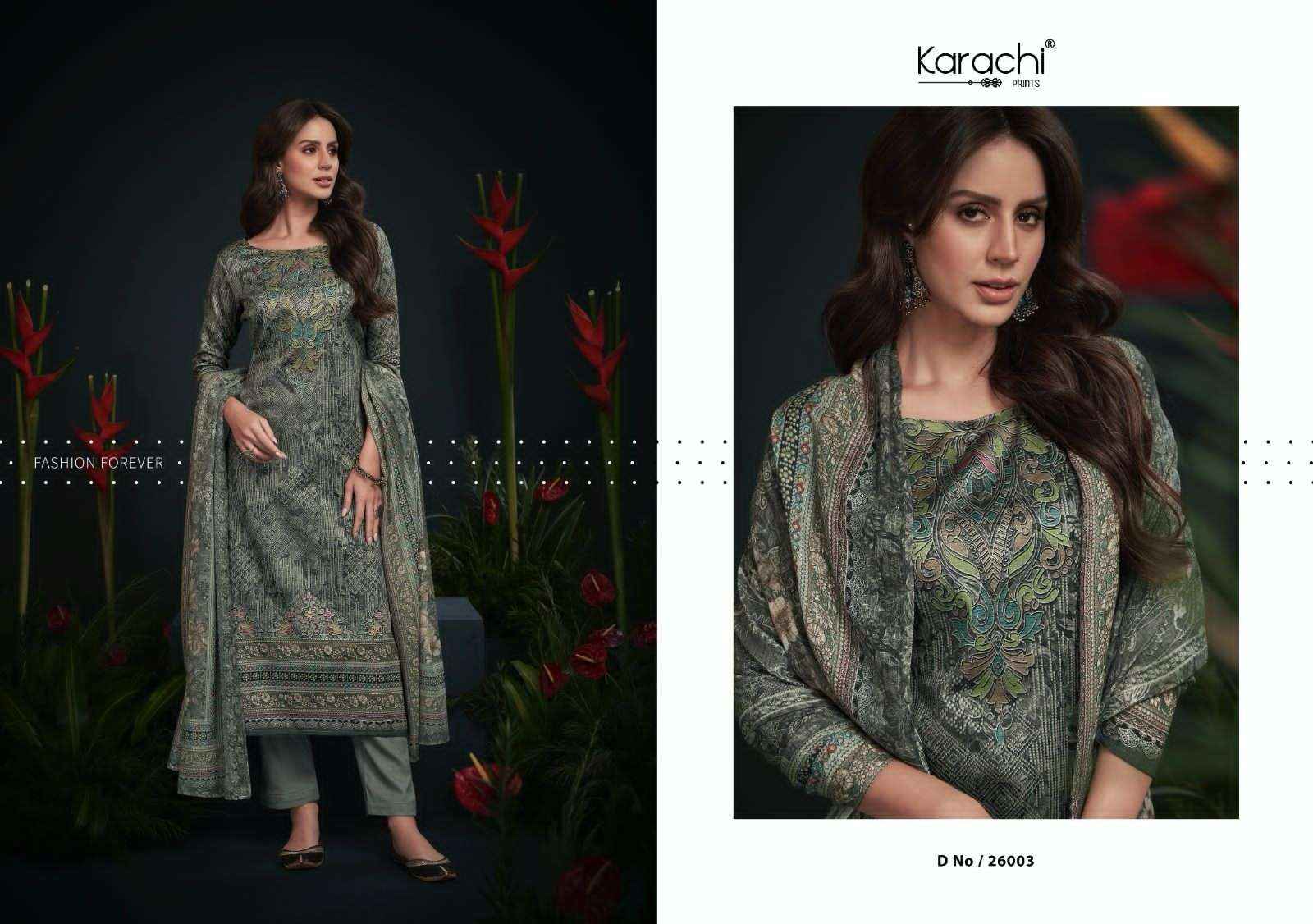 KARACHI PRINTS JHILMIL JAM SATIN SALWAR SUITS ( 6 PCS CATALOG )