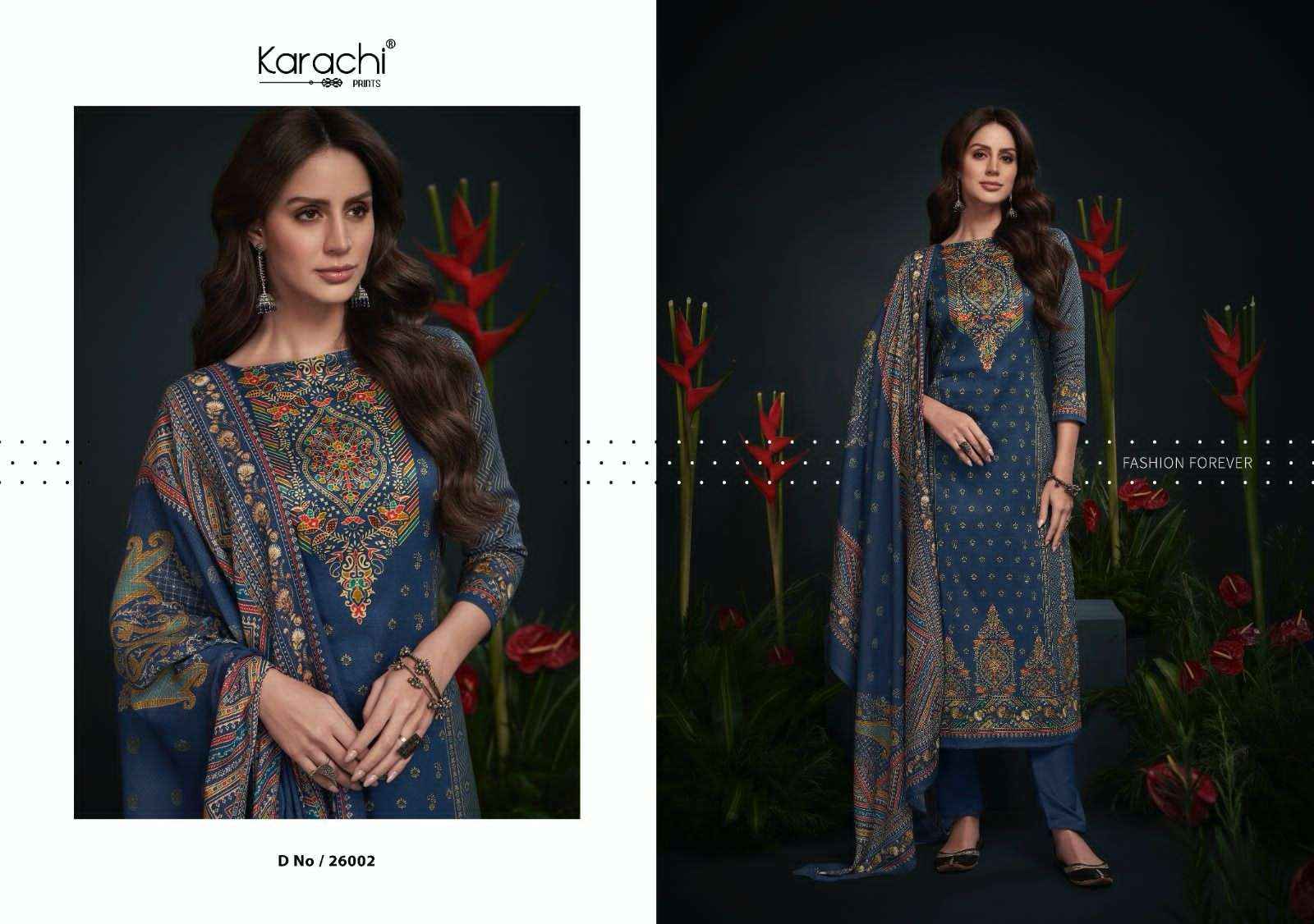 KARACHI PRINTS JHILMIL JAM SATIN SALWAR SUITS ( 6 PCS CATALOG )