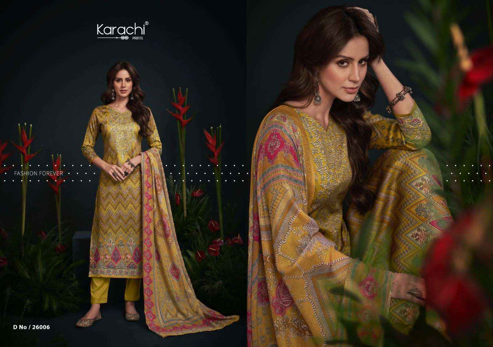 KARACHI PRINTS JHILMIL JAM SATIN SALWAR SUITS ( 6 PCS CATALOG )