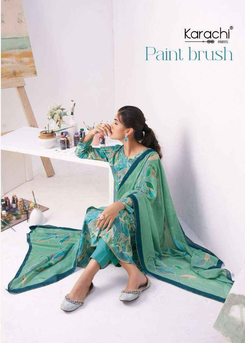 KARACHI PRINTS PAINT BRUSH MUSLIN DESIGNER SUITS ( 4 PCS CATALOG )