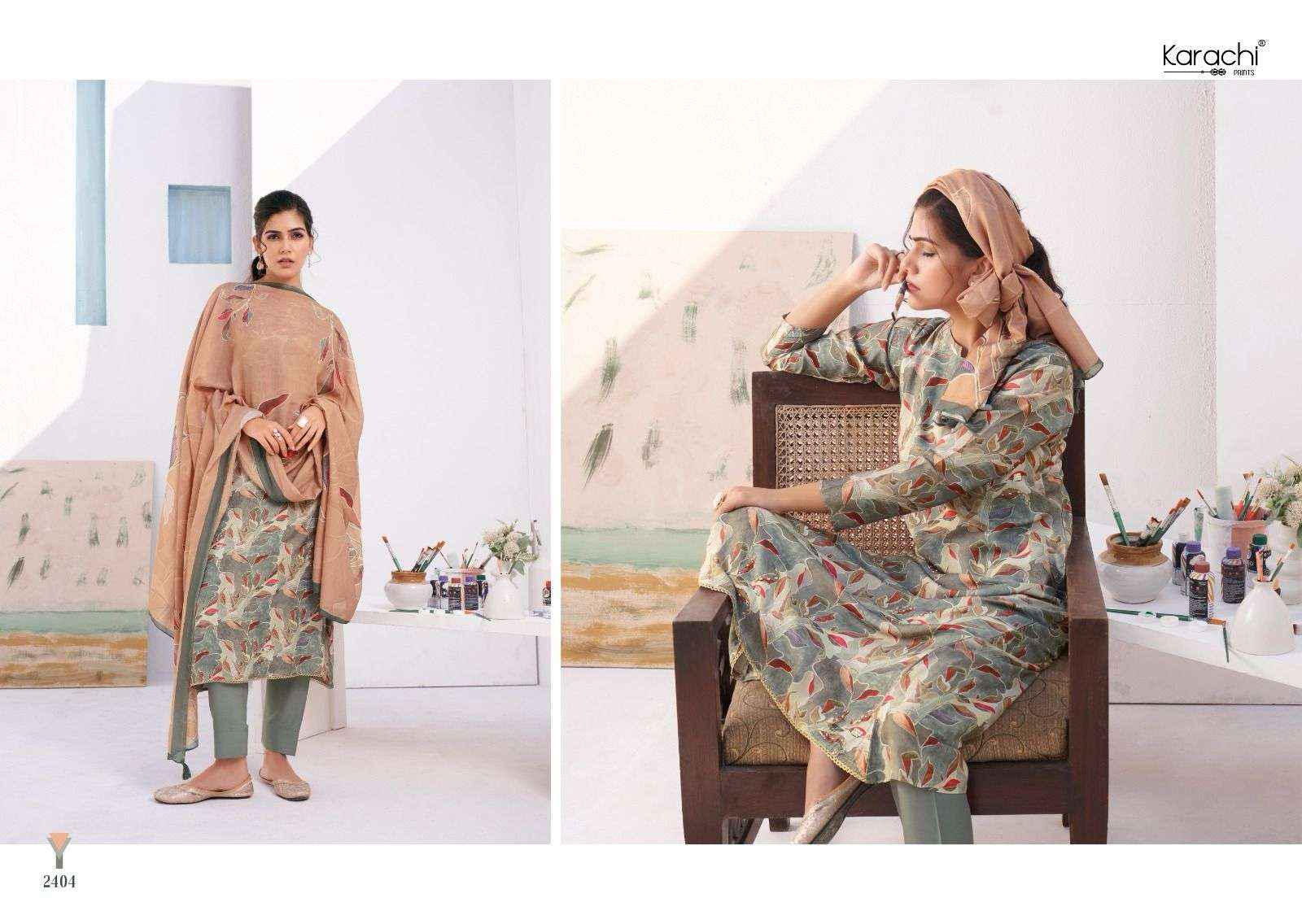 KARACHI PRINTS PAINT BRUSH MUSLIN DESIGNER SUITS ( 4 PCS CATALOG )