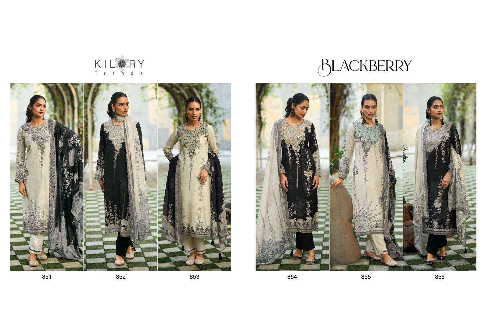 KILORY TRENDZ BLACKBERRY MUSLIN DRESS MATERIAL WHOLESALE ( 6 PCS CATALOG )