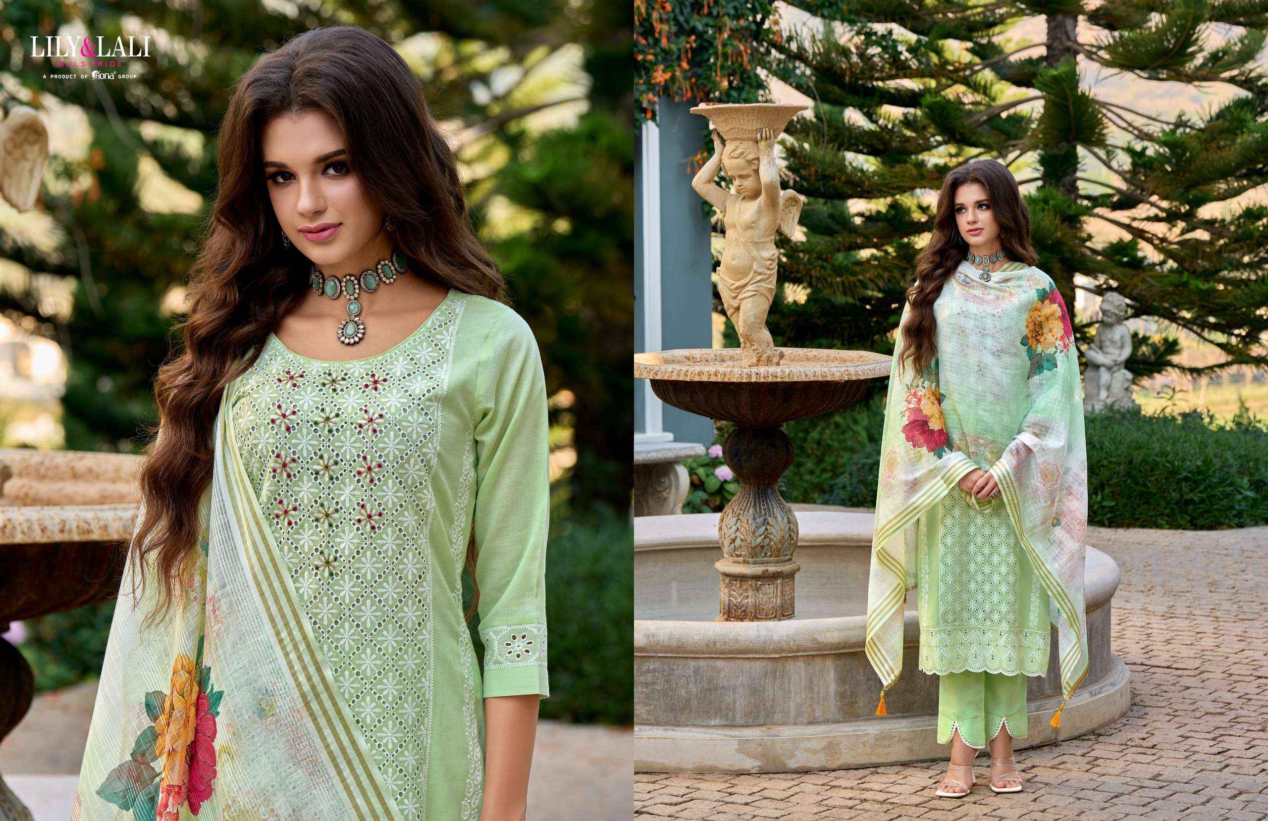 LILY AND LALI COTTON CARNIVAL SCHIFFLI DESIGNER READYMADE SUITS ( 6 PCS CATALOG )