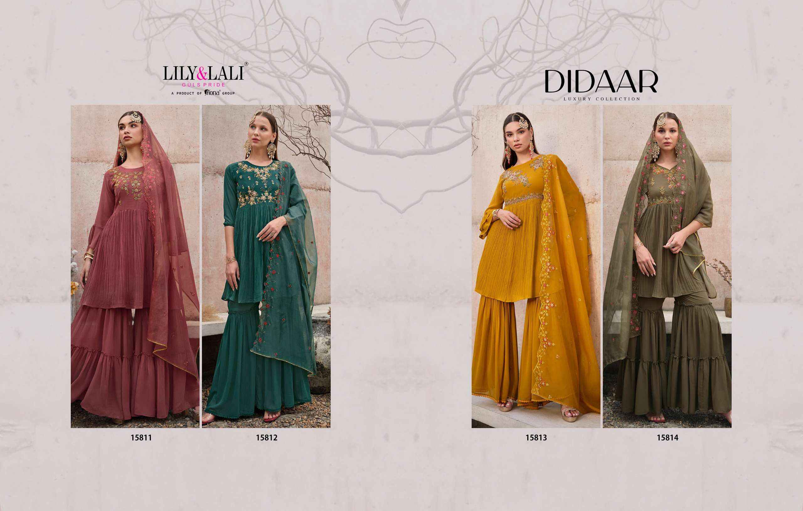 LILY AND LALI DIDAAR DESIGNER SHARARA SUITS WHOLESALE PRICE