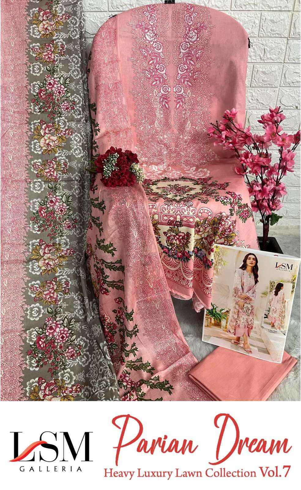 LSM GALLERIA PARIAN DREAM VOL 7 DRESS MATERIAL ( 6 PCS SET )