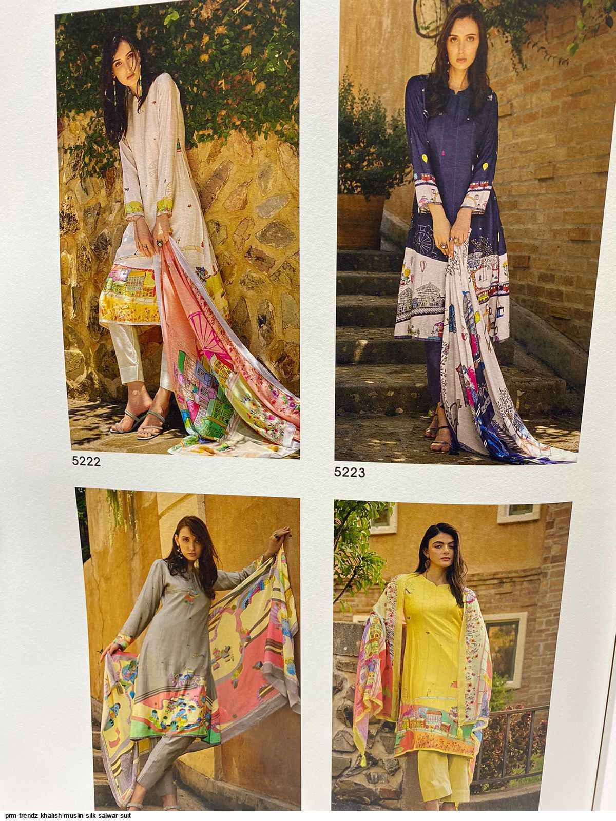 PRM TRENDZ KHALISH MUSLIN SILK DRESS MATERIAL ( 8 PCS CATALOG )