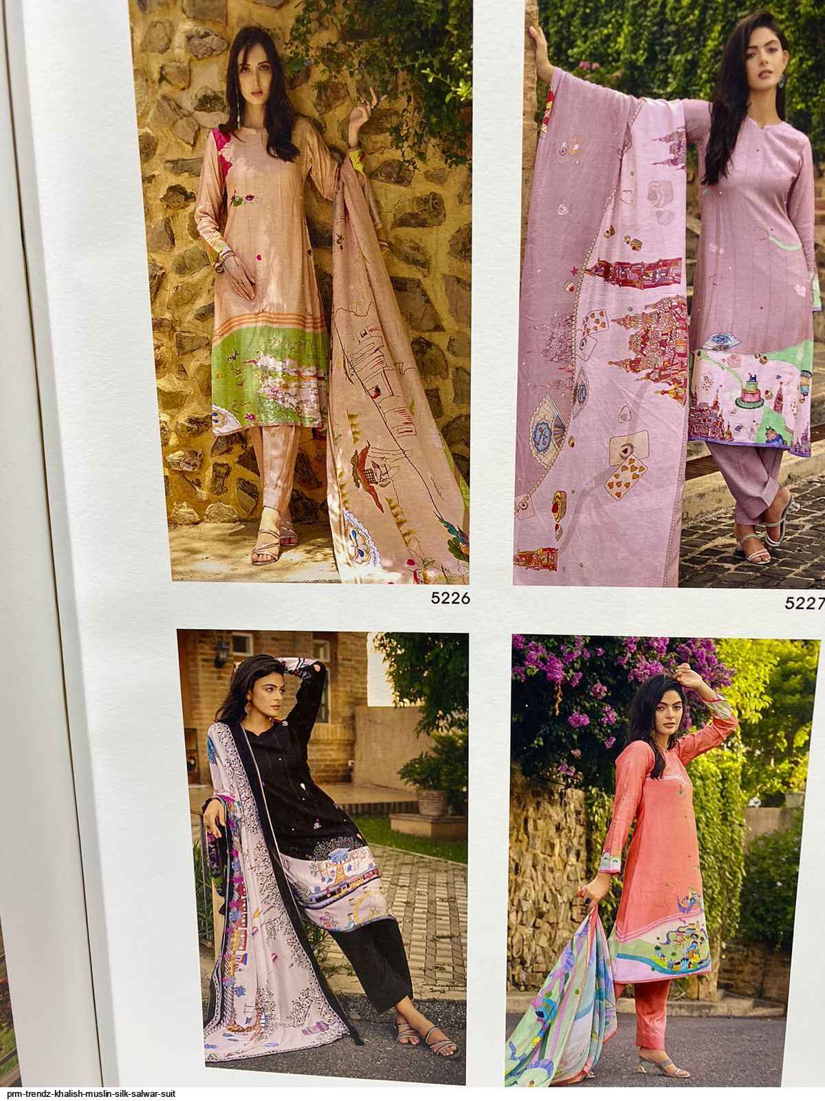 PRM TRENDZ KHALISH MUSLIN SILK DRESS MATERIAL ( 8 PCS CATALOG )