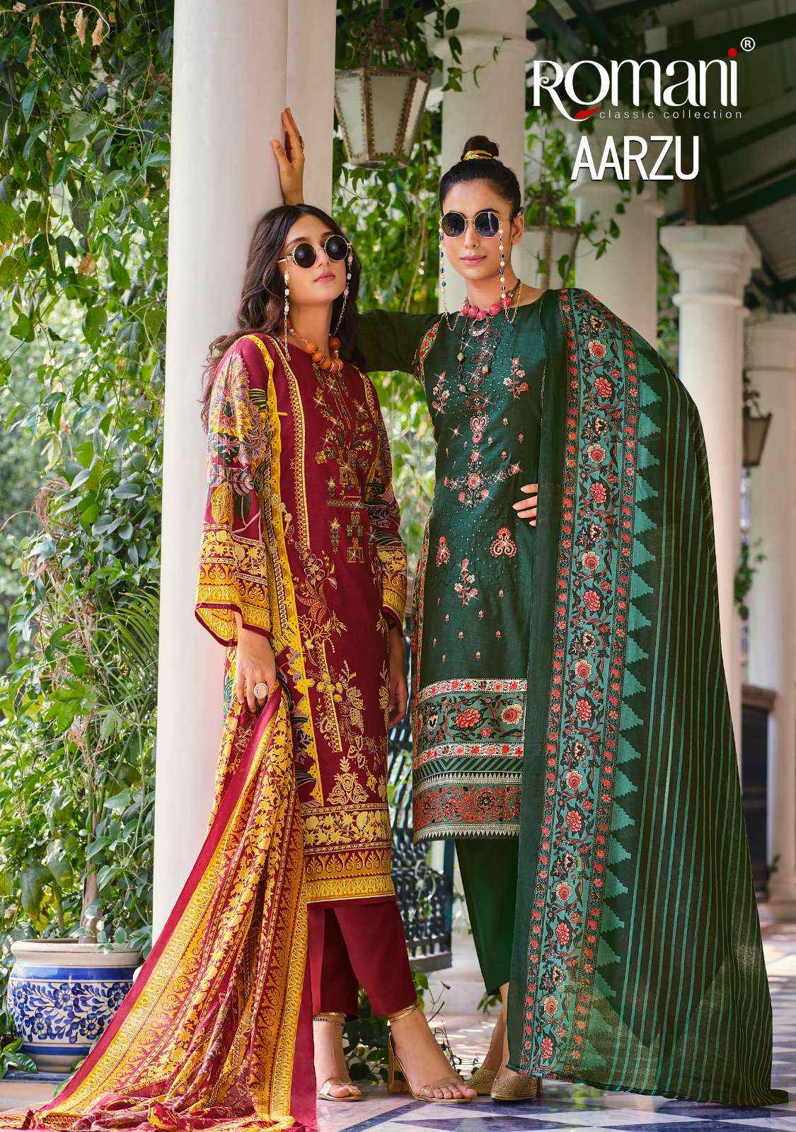 ROMANI SUITS AARZU DESIGNER DRESS MATERIAL ( 10 PCS CATALOG )