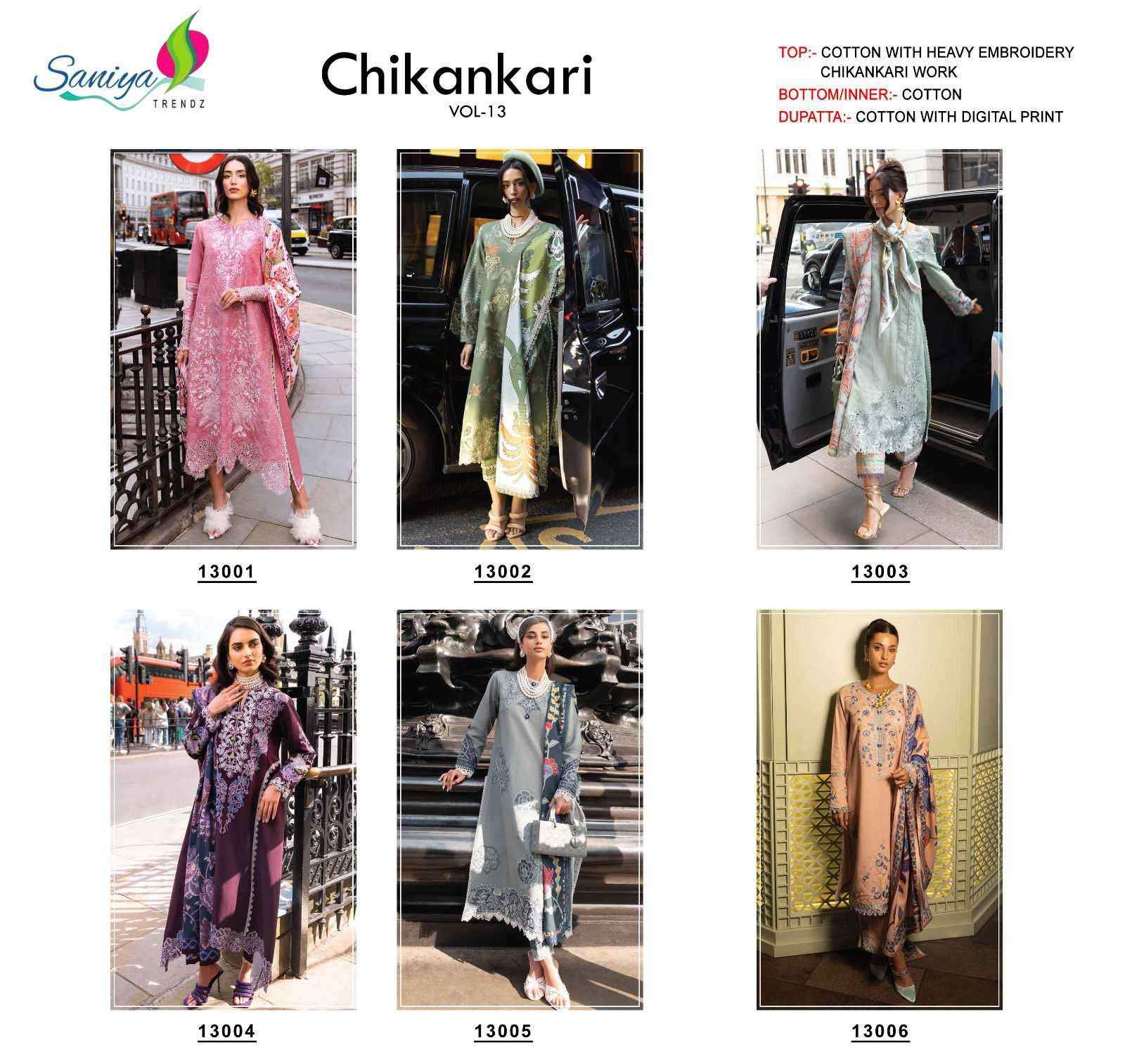 Saniya Trendz Chikankari Vol 13 Fancy Chikan Work Dress Material ( 6 Pcs Catalog )