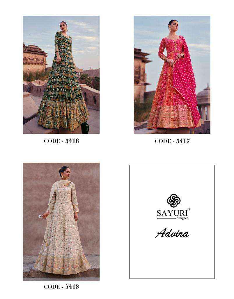 SAYURI DESIGNER ADVIRA GEORGETTE HEAVY DESIGNER GOWN ( 3 PCS CATALOG )