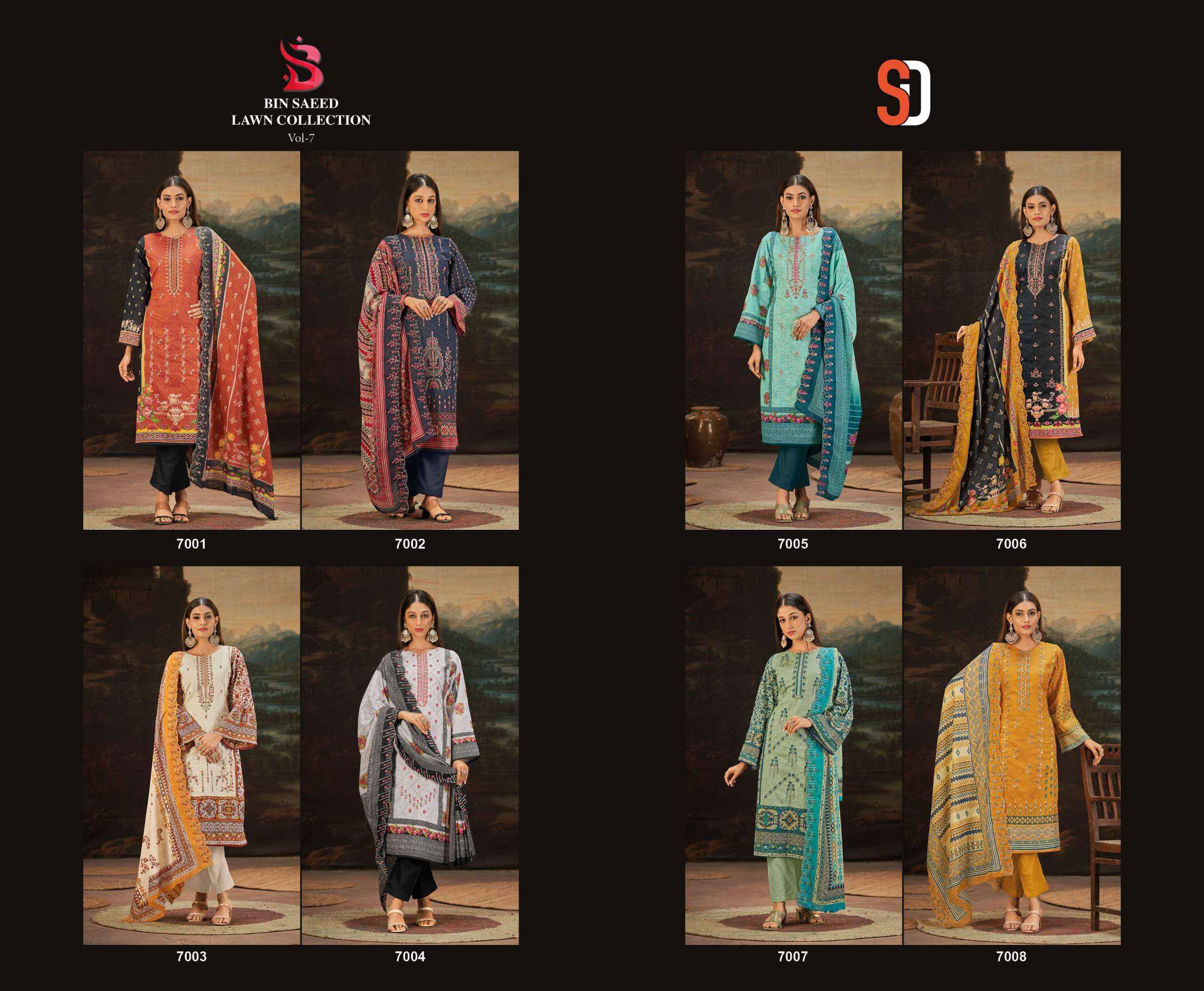 SHARADDHA DESIGNER BIN SAEED VOL -7 DRESS MATERIAL ( 8 PCS CATALOG )