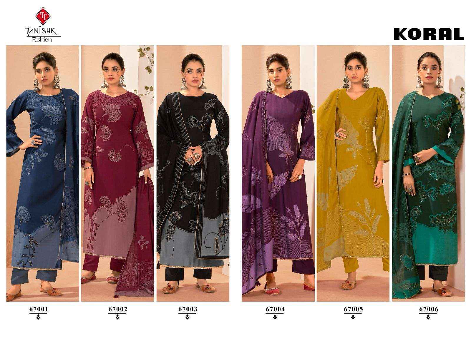 TANISHK FASHION KORAL MUSLIN SALWAR KAMEEZ ( 6 PCS CATALOG )