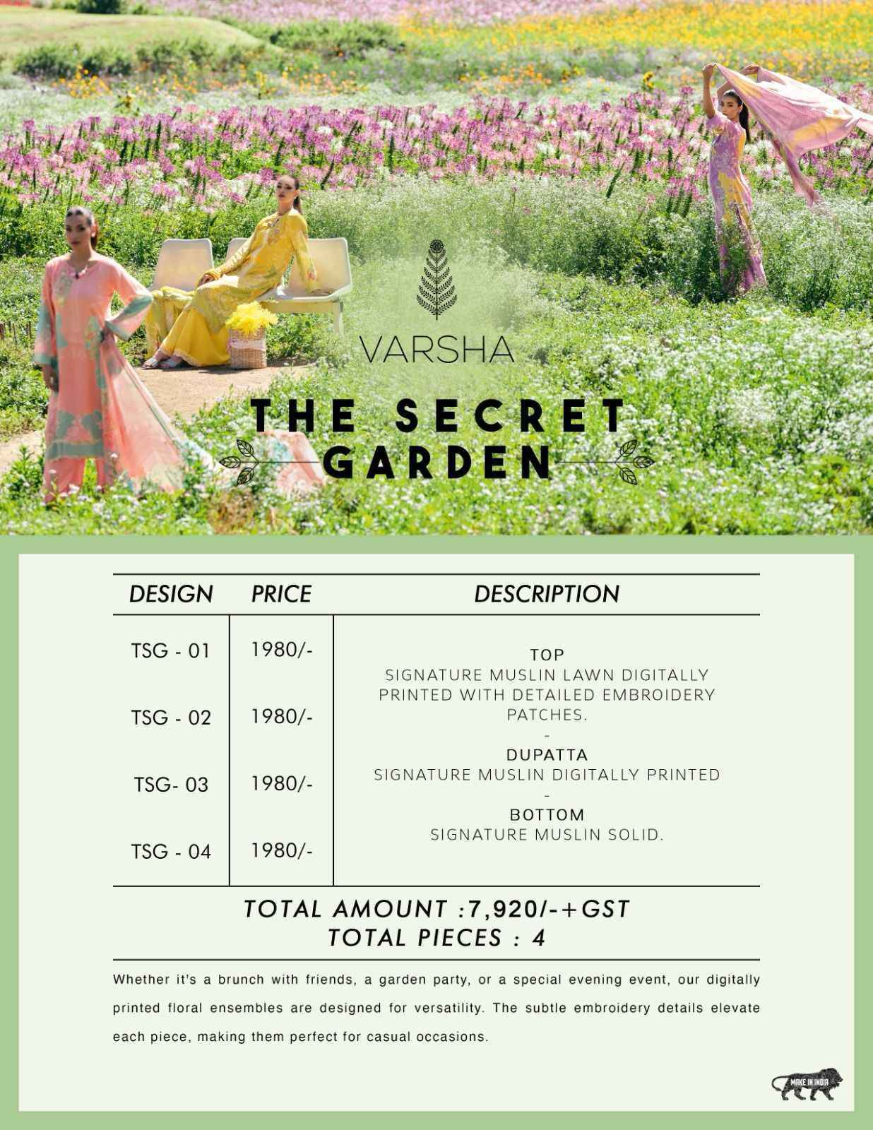 Varsha The Secret Garden Salwar Kameez ( 4 pcs Catalog )